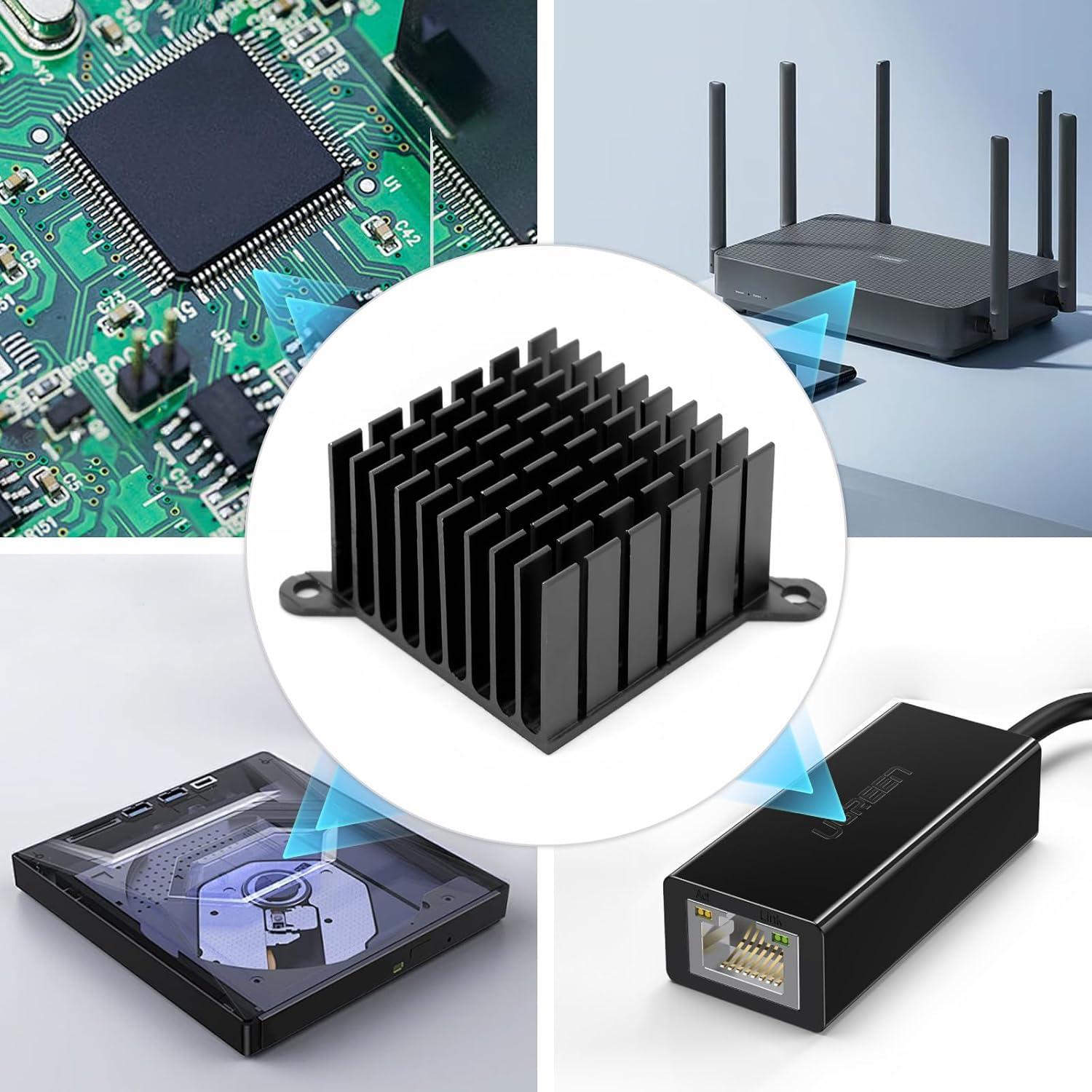 6 Disipadores de Calor de Aluminio 38x38x23mm Unxuey