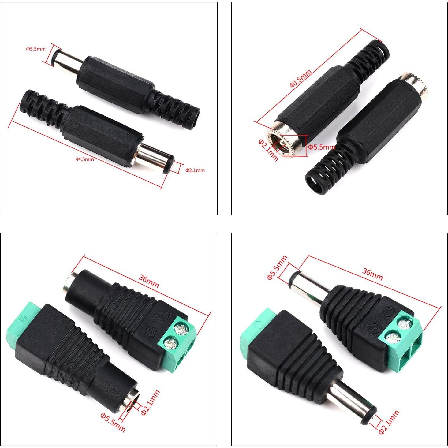 Kit de Conectores de Jack de Alimentación DC Kidisoii 8 Tipos