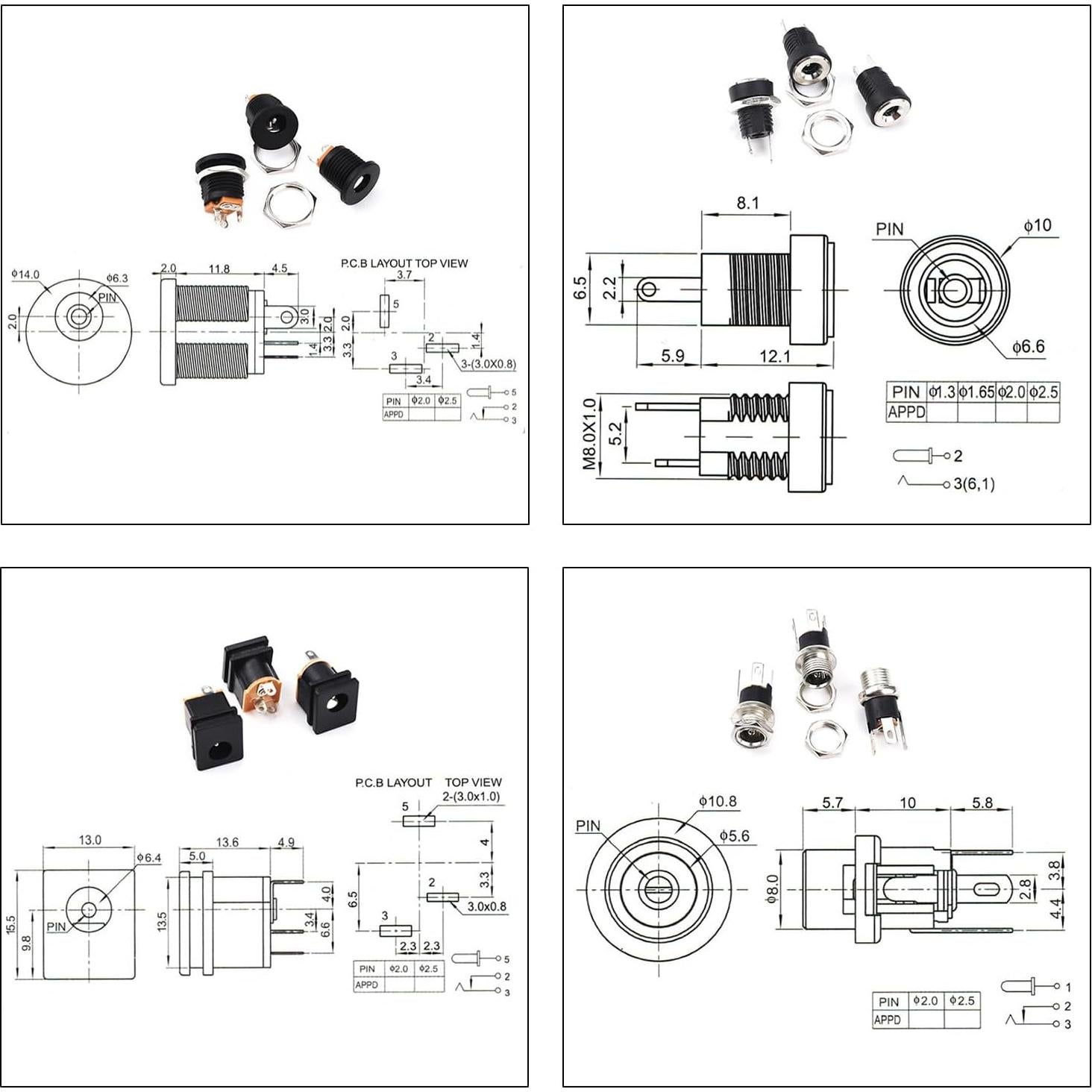 Kit de Conectores de Jack de Alimentación DC Kidisoii 8 Tipos