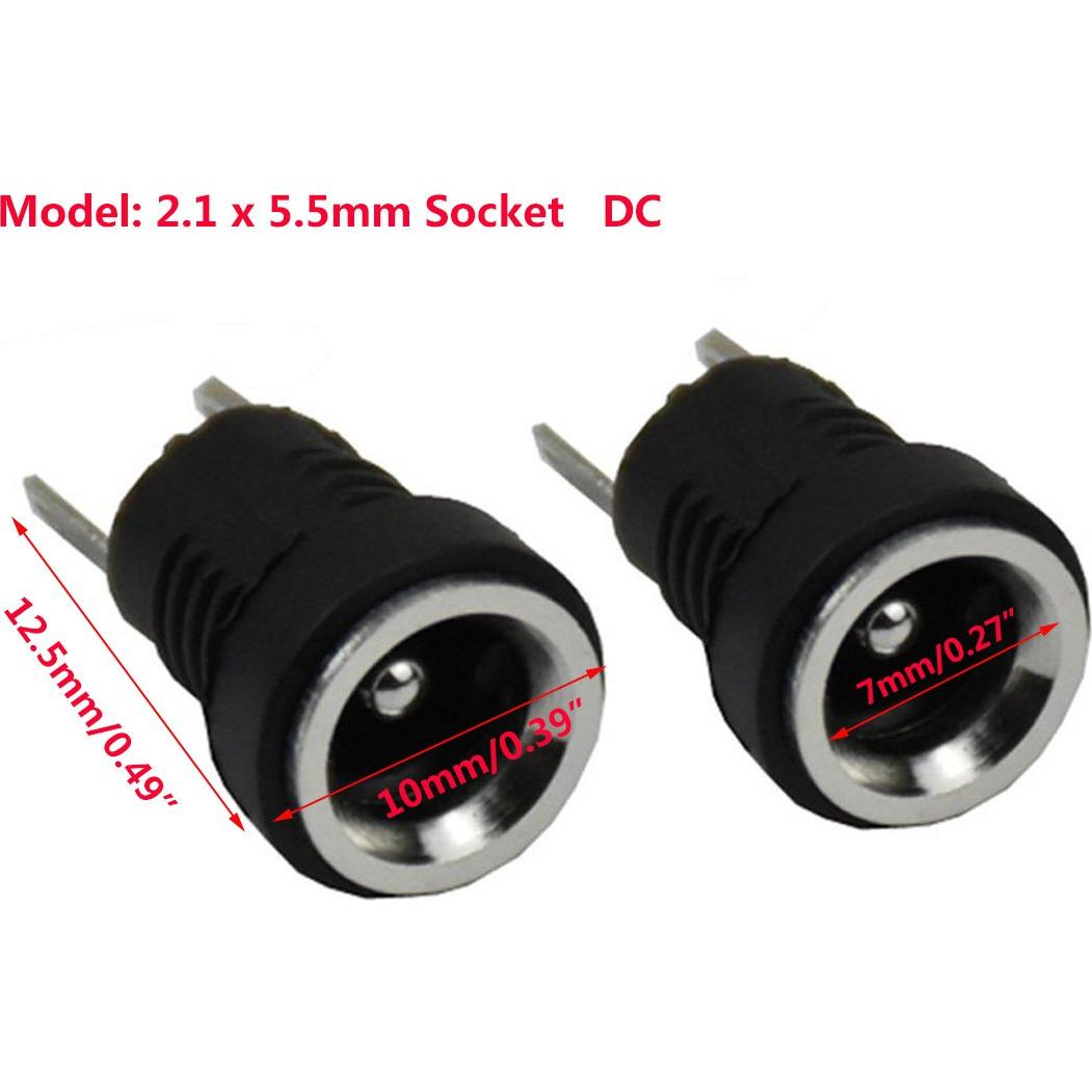 Conector Jack de Alimentación DC YXQ 5.5x2.1mm 2 Pines Panel