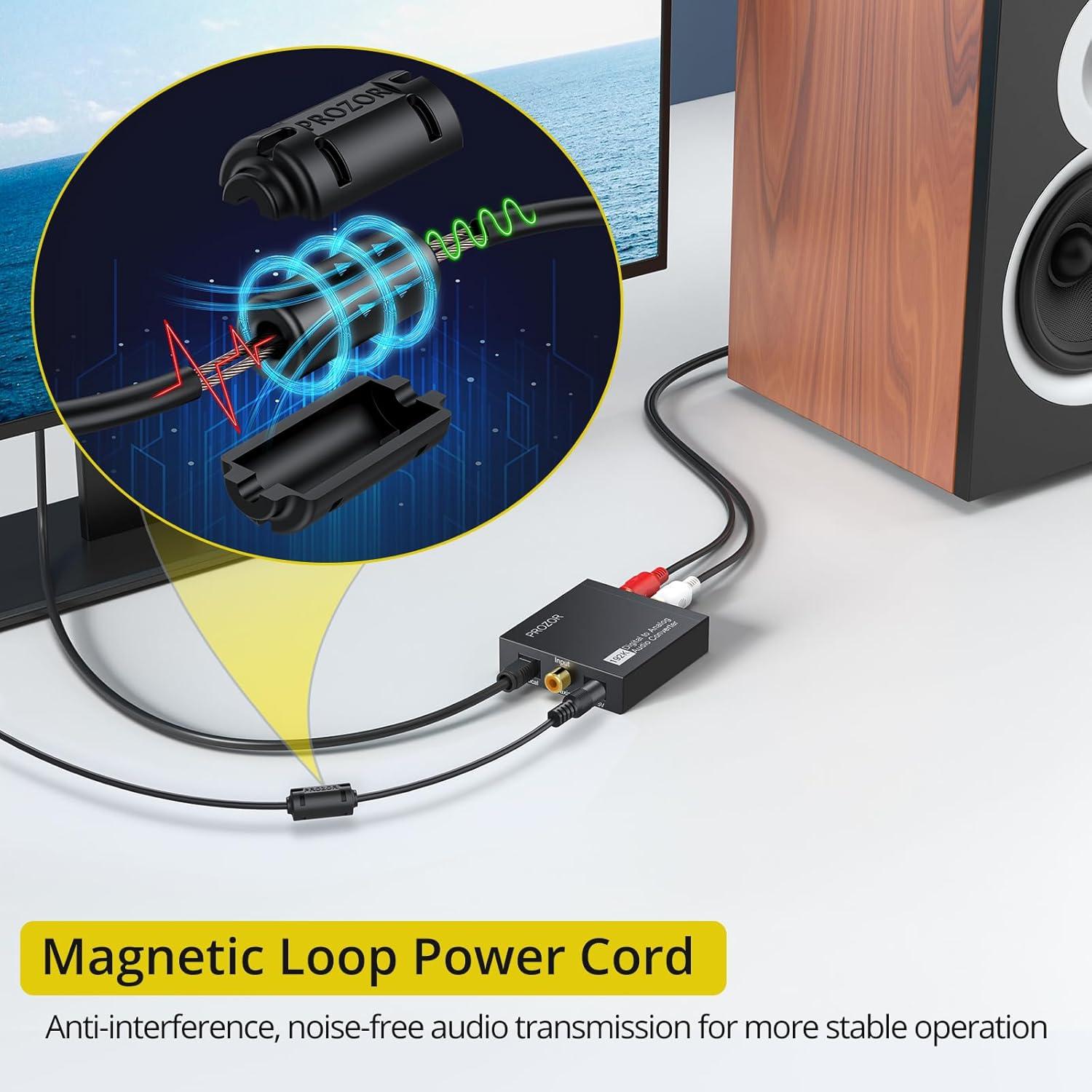 Convertidor de Audio Digital a Analógico PROZOR 192kHz RCA 3.5mm