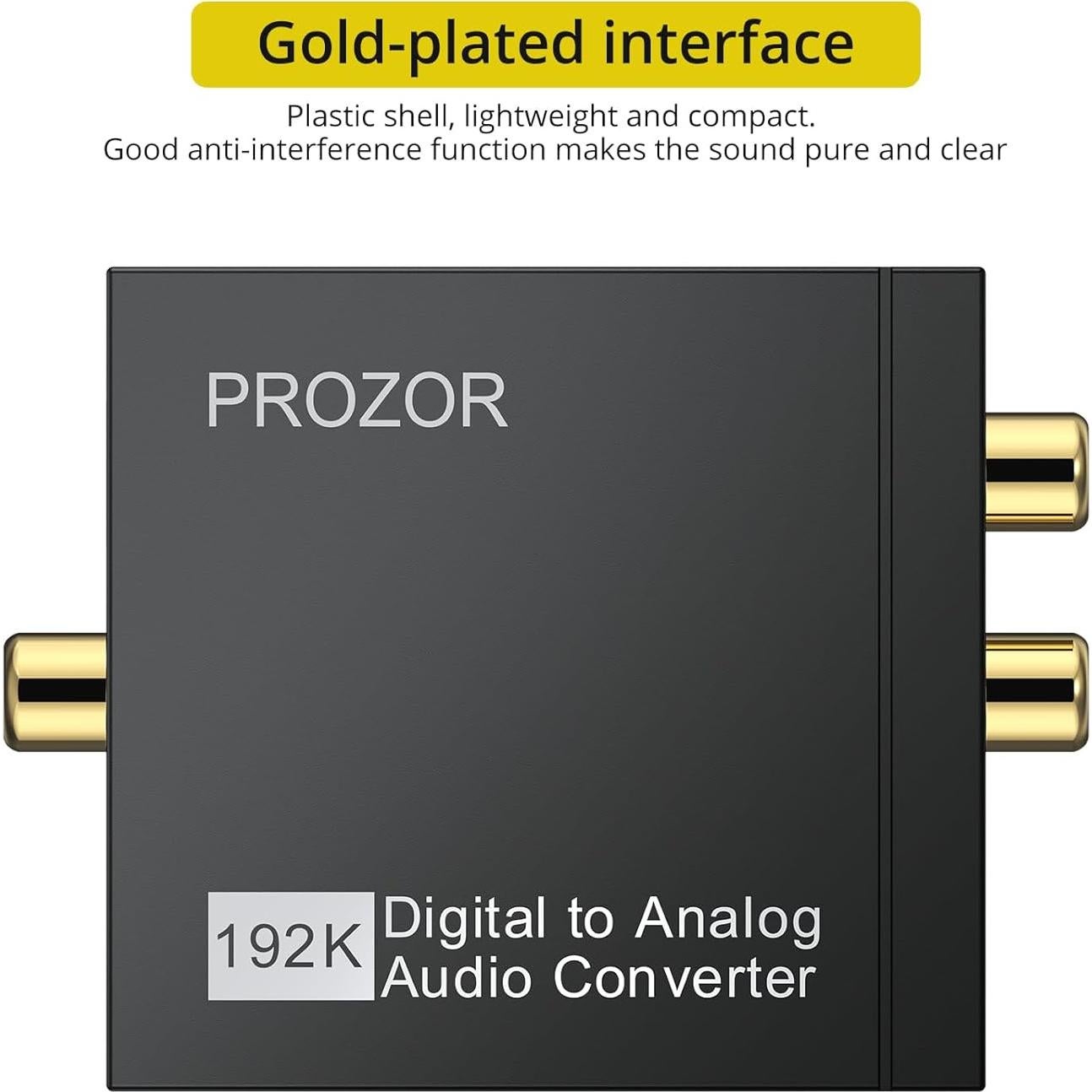 Convertidor de Audio Digital a Analógico PROZOR 192kHz RCA 3.5mm