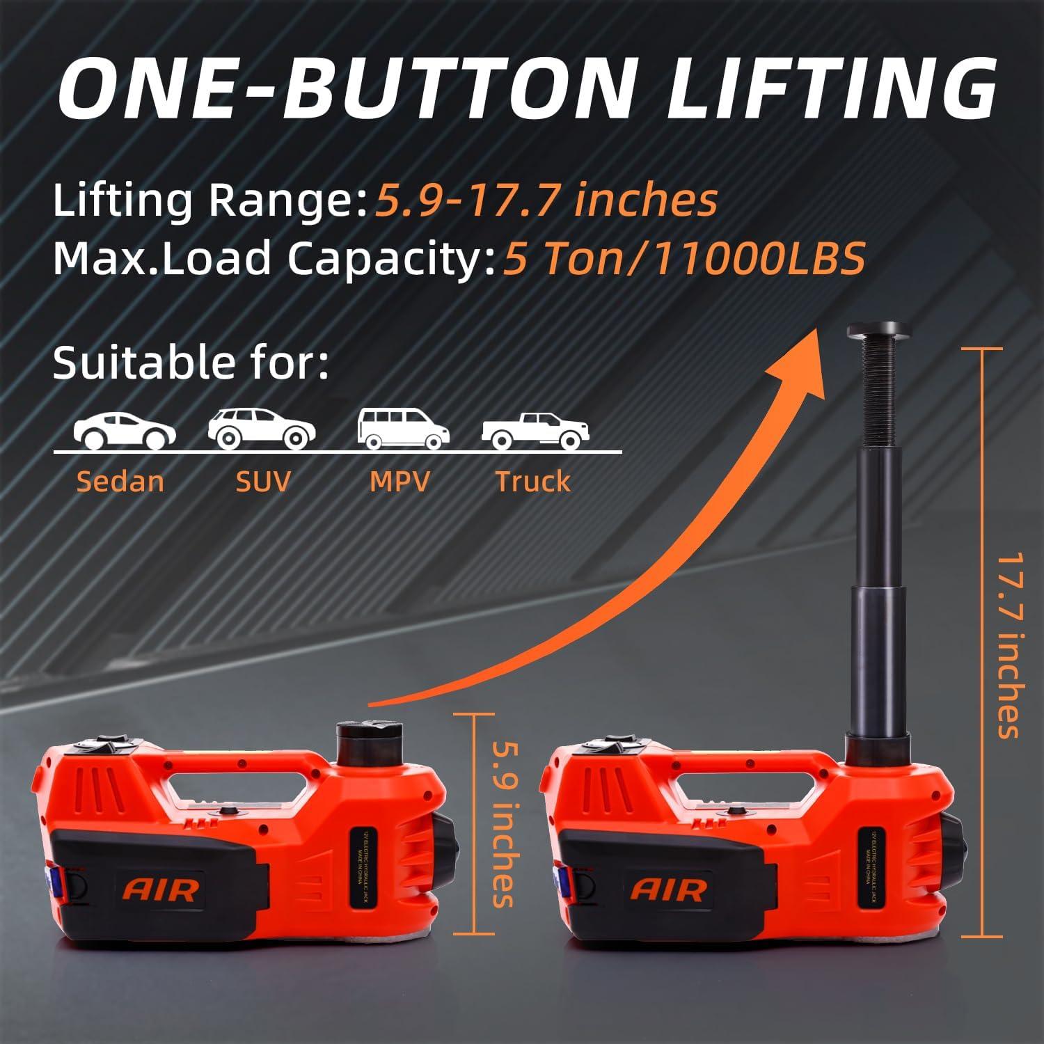 Gato Eléctrico STANDTALL 5 Toneladas 12V con Llave y Bomba