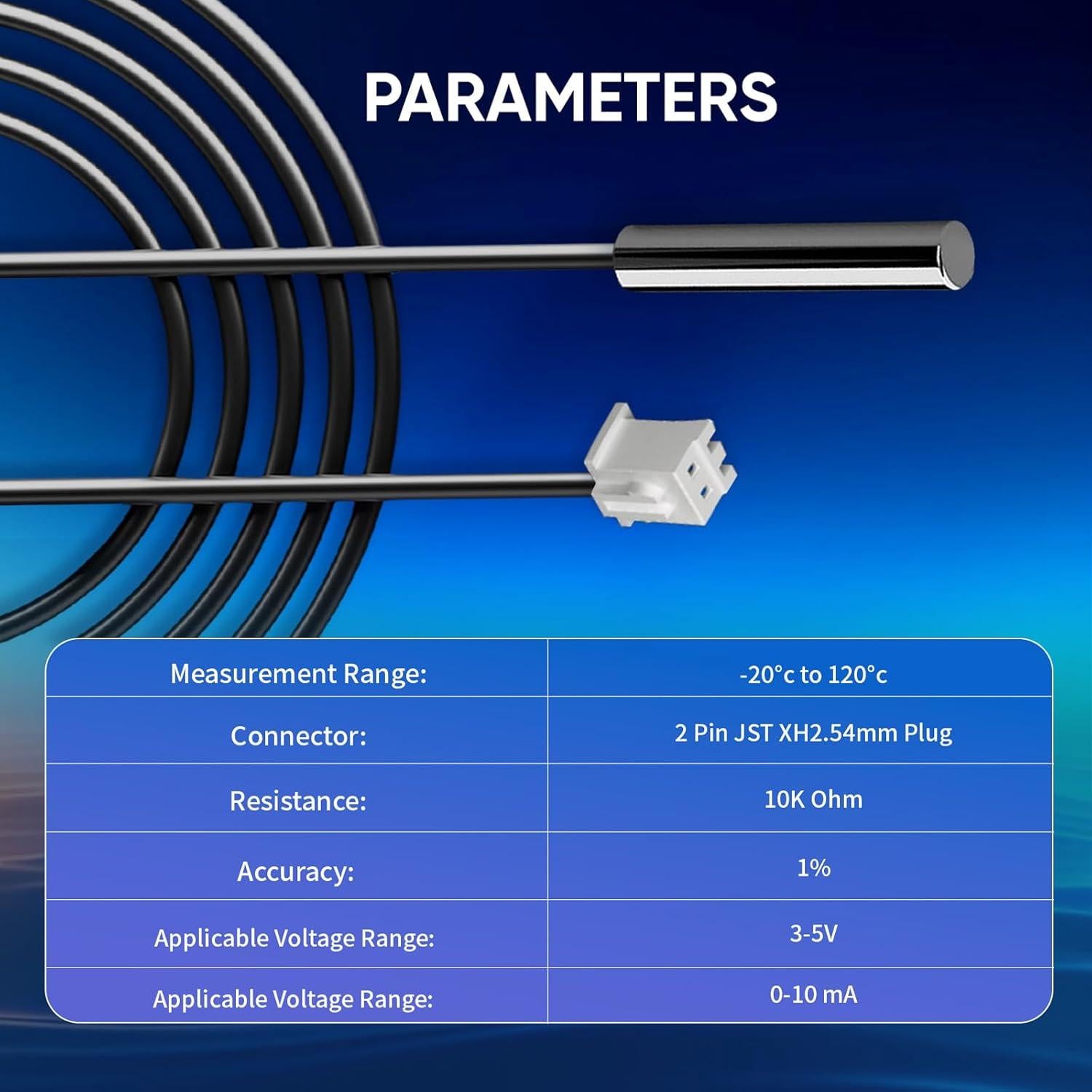 6 Probetas Sensor de Temperatura NTC 10K Perusiaw 1M Acero Inoxidable
