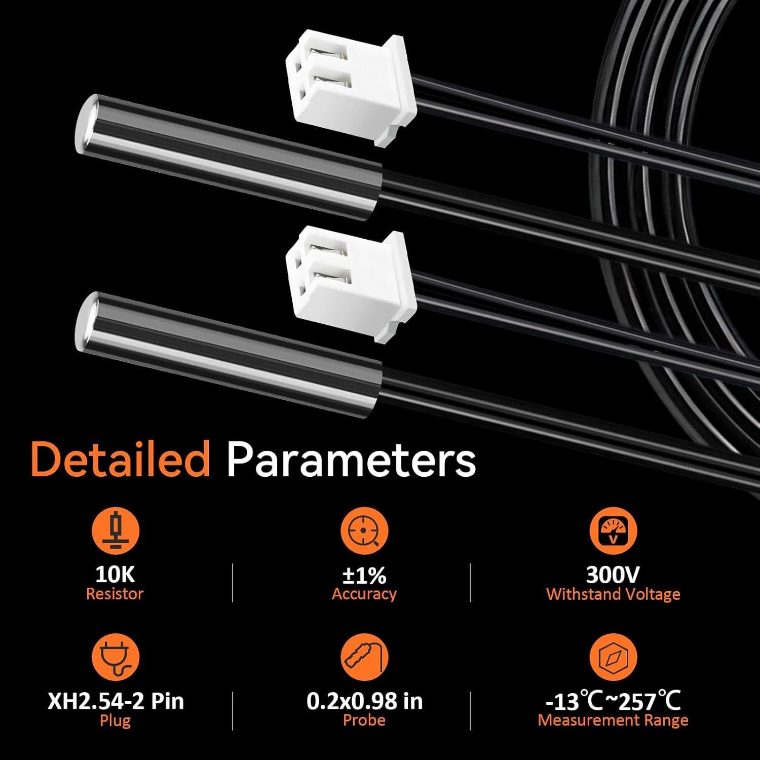 Sensor de Temperatura AOHIEDI B3950 NTC 10k Impermeable 5PCS