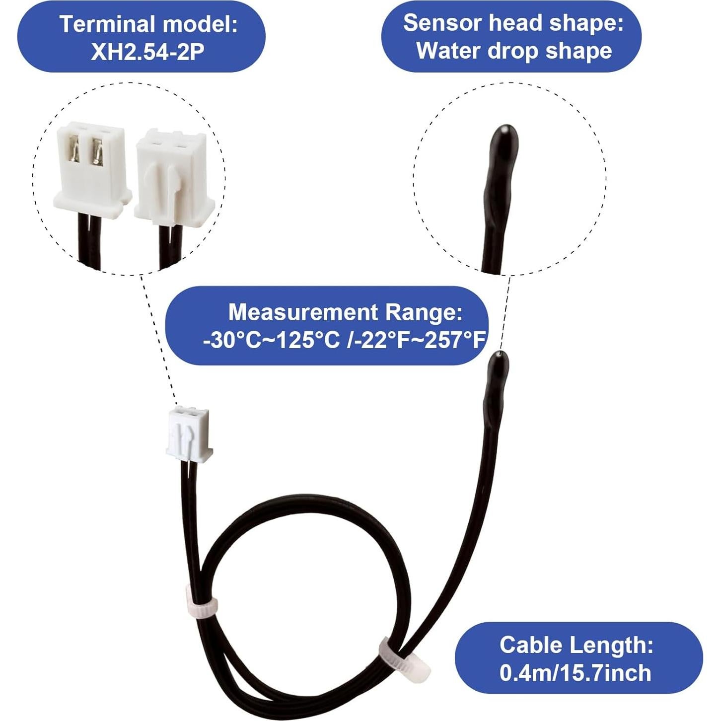 Sonda Termistora NTC 10K Epóxica 40cm 4 Pcs para Aire Acondicionado