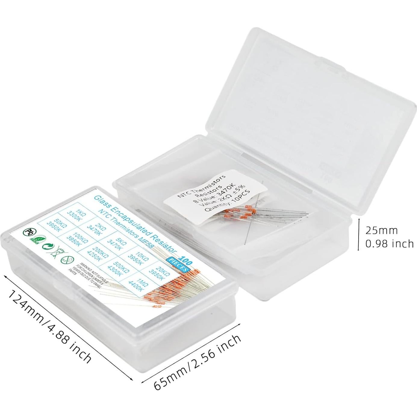 Kit 100 Resistencias Termistor NTC KOKISO 1K-1M Ohm 10 Valores