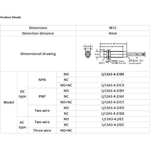 Interruptor de Proximidad Inductivo Taiss LJ12A3-4-Z/BX 4mm NPN