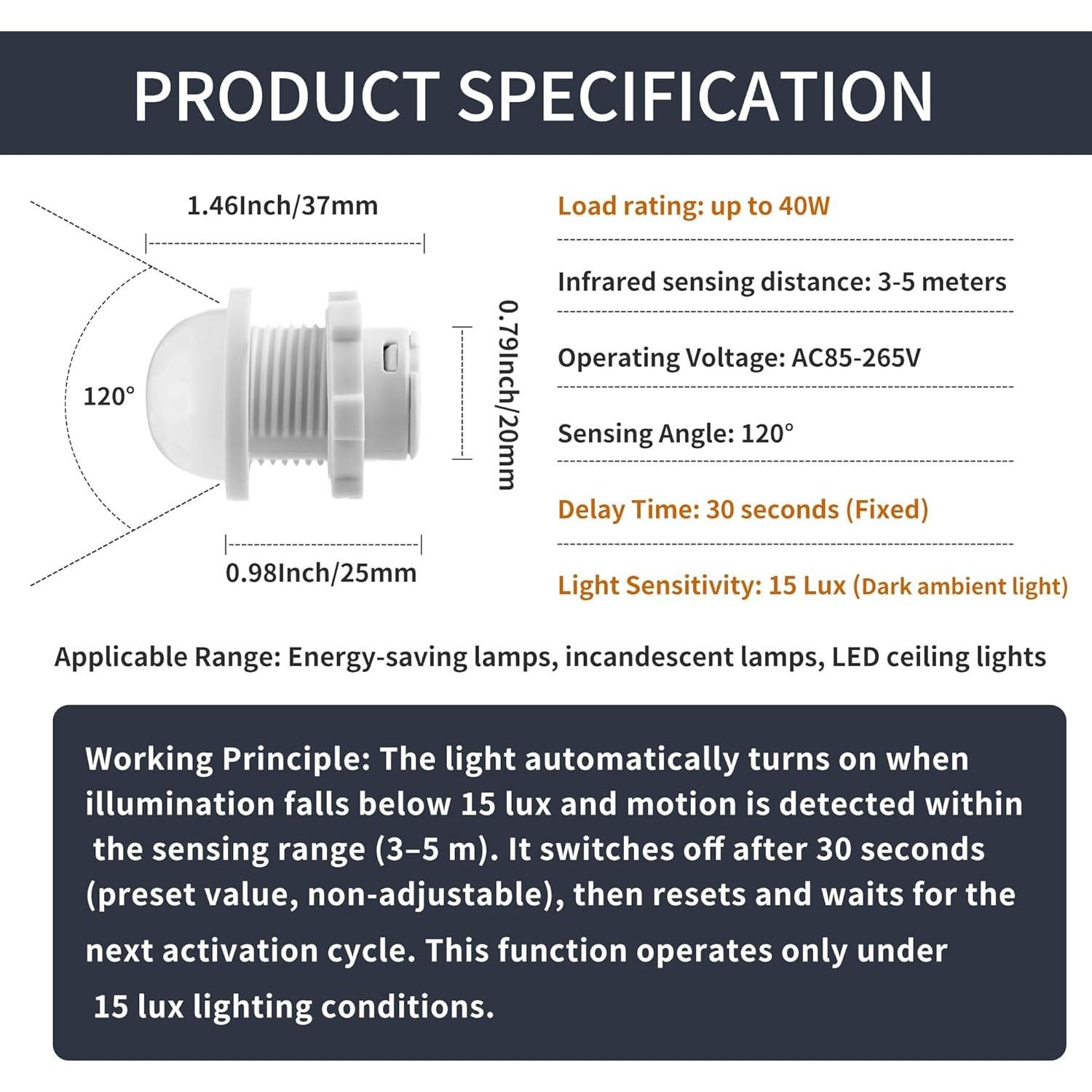 Interruptor de Luz con Sensor de Movimiento A.I.FORCE 3 Paquetes