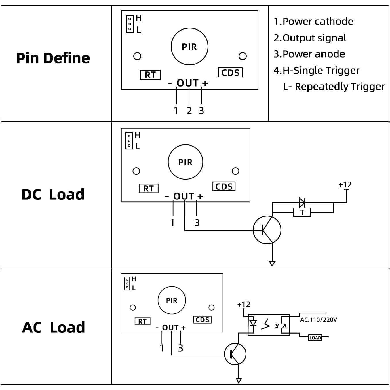 10PCS Sensor de Movimiento Infrarrojo PIR DaFuRui AM312