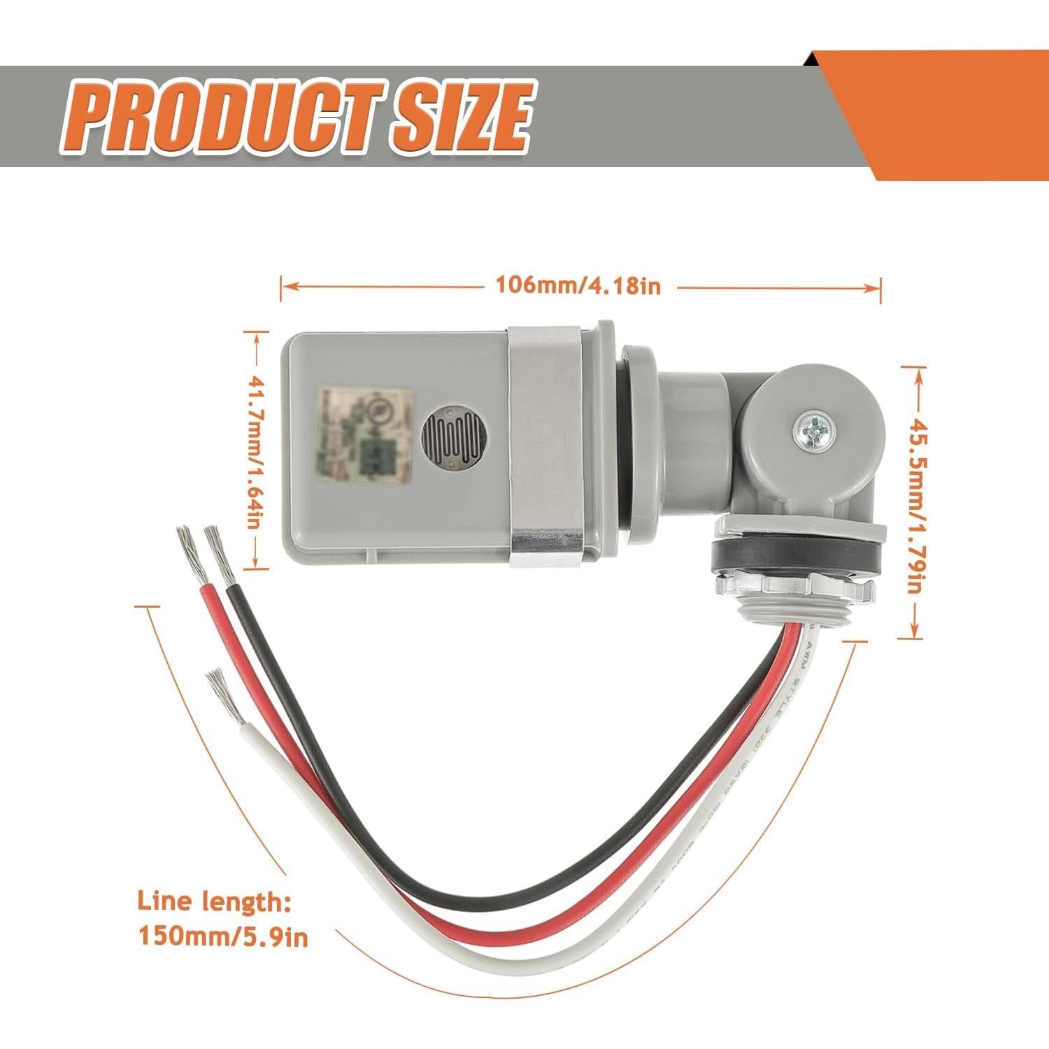 Paquete de 2 Sensores de Fotocélula JAMHER IP54 1800W
