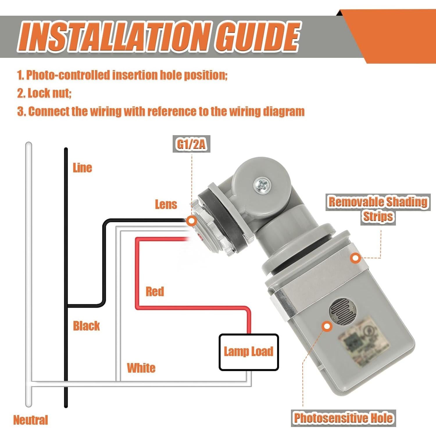 Paquete de 2 Sensores de Fotocélula JAMHER IP54 1800W