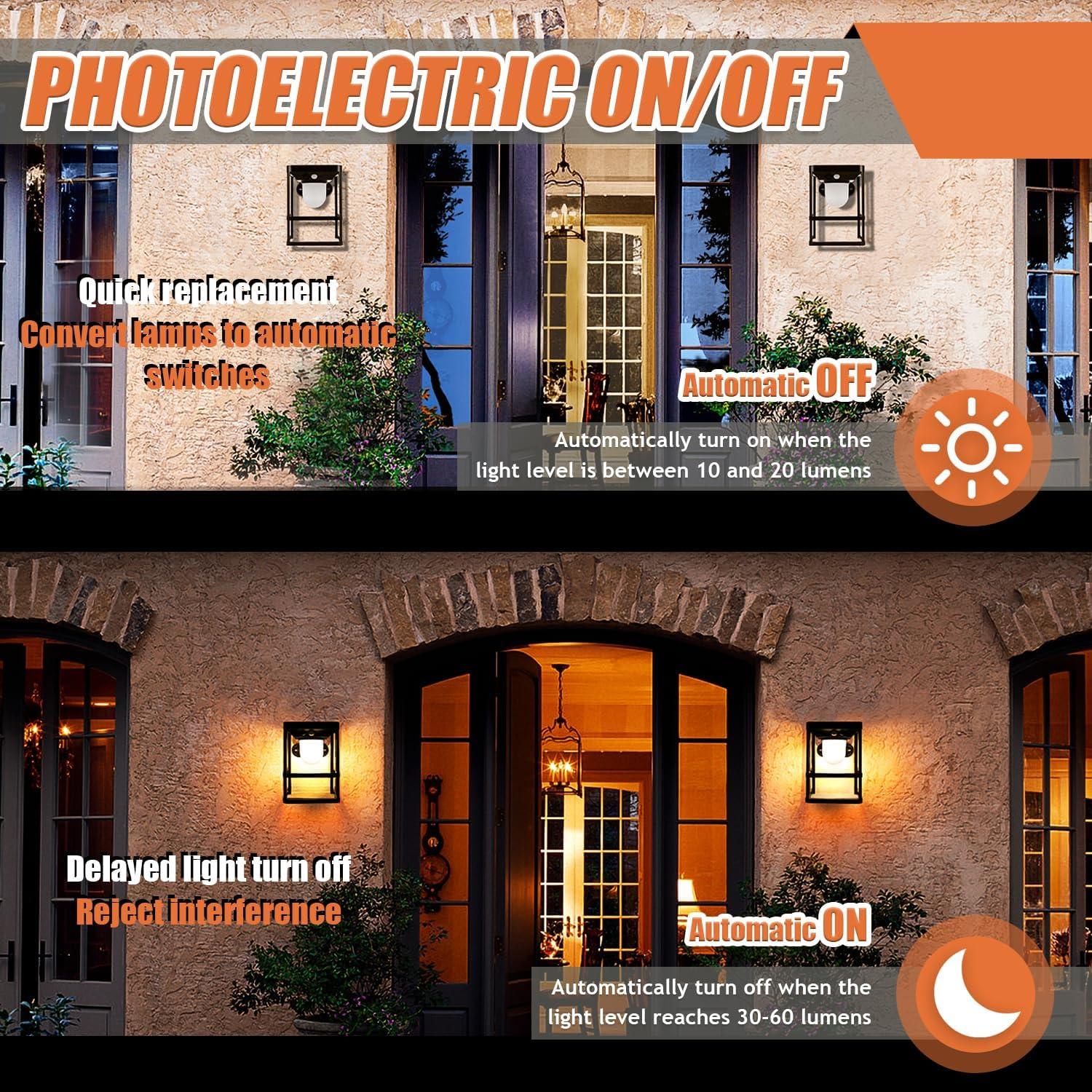 Paquete de 2 Sensores de Fotocélula JAMHER IP54 1800W