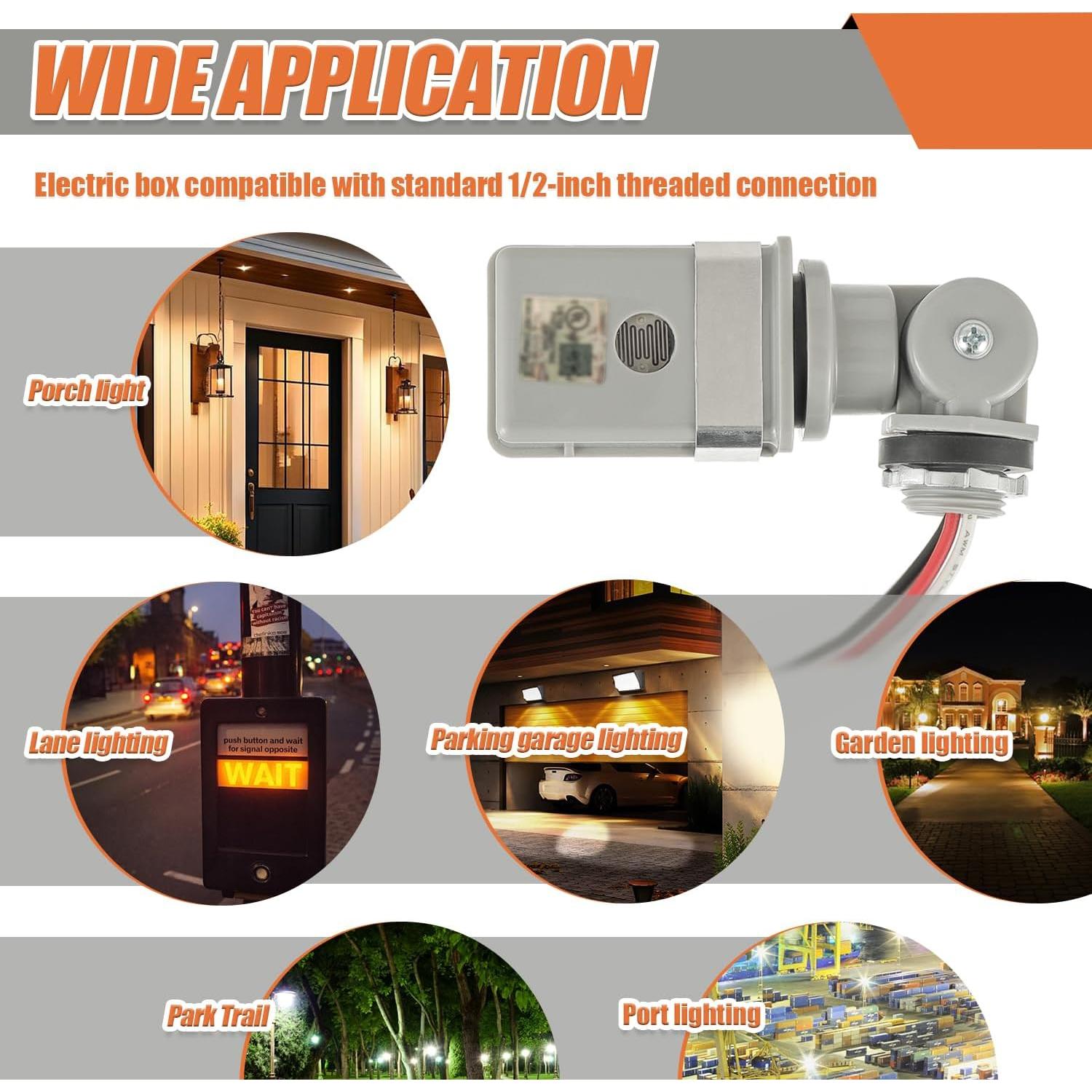 Paquete de 2 Sensores de Fotocélula JAMHER IP54 1800W