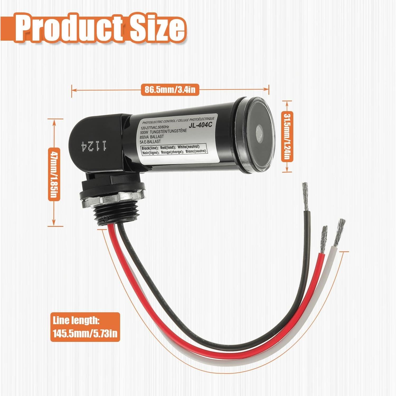 Paquete de 5 Sensores de Luz Fotocélula JAMHER IP65 500W