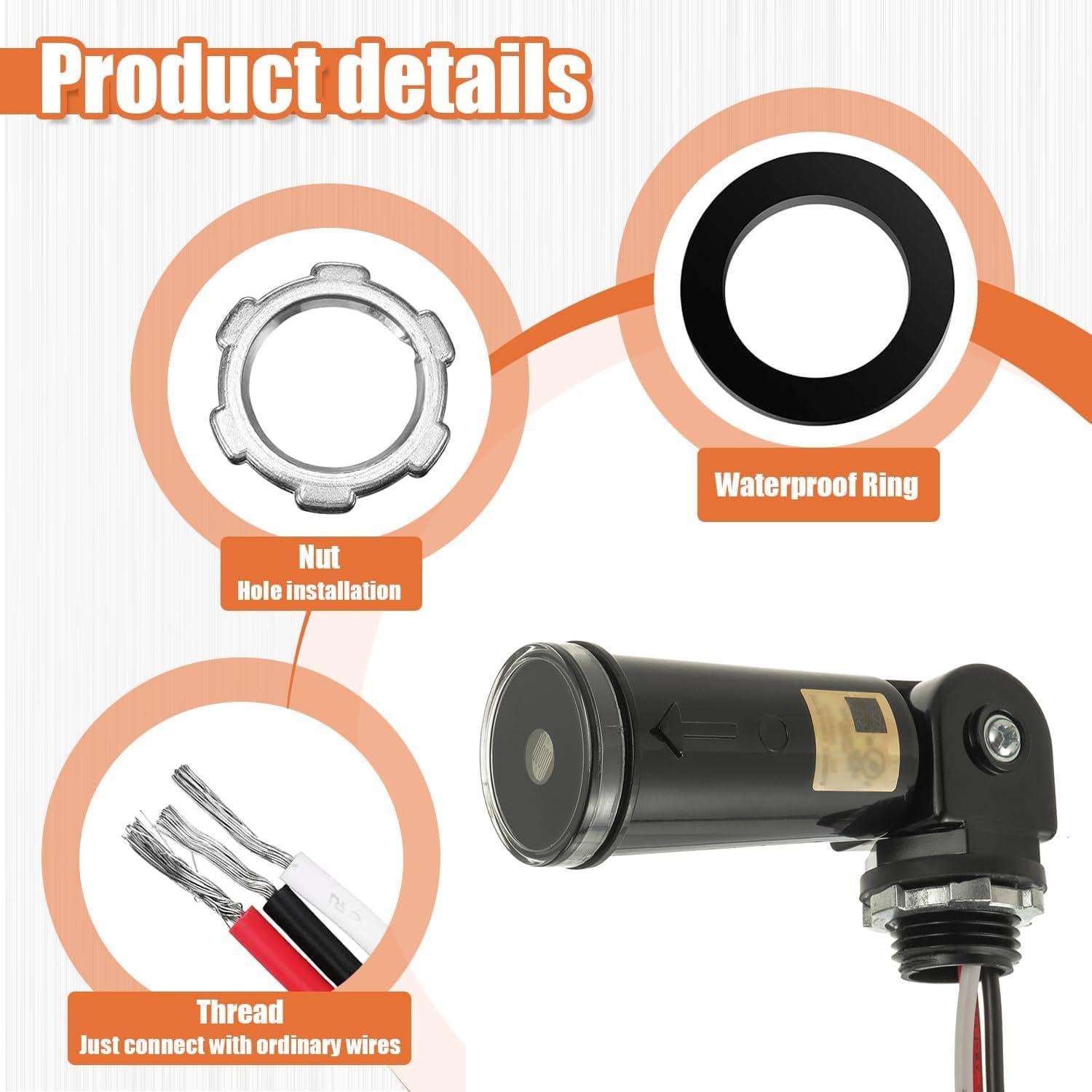 Paquete de 5 Sensores de Luz Fotocélula JAMHER IP65 500W