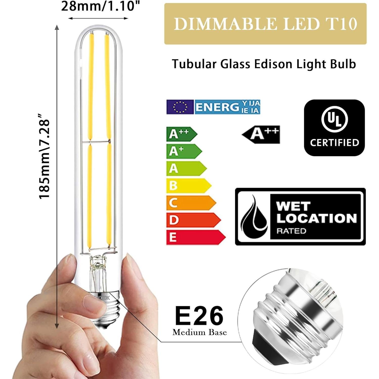 Bombilla LED E26 6W 4000K 800LM Regulable NOVELUX T10 6Pack