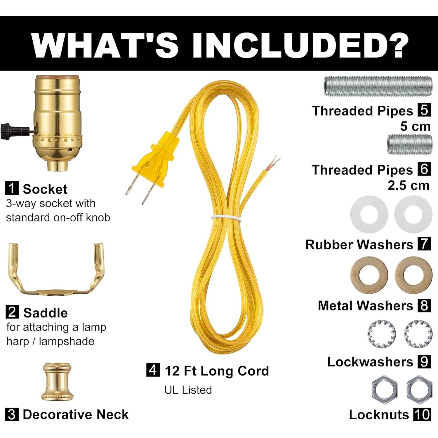 Kit de Rewire para Lámpara Qc 12 Pies Latón Pulido DIY