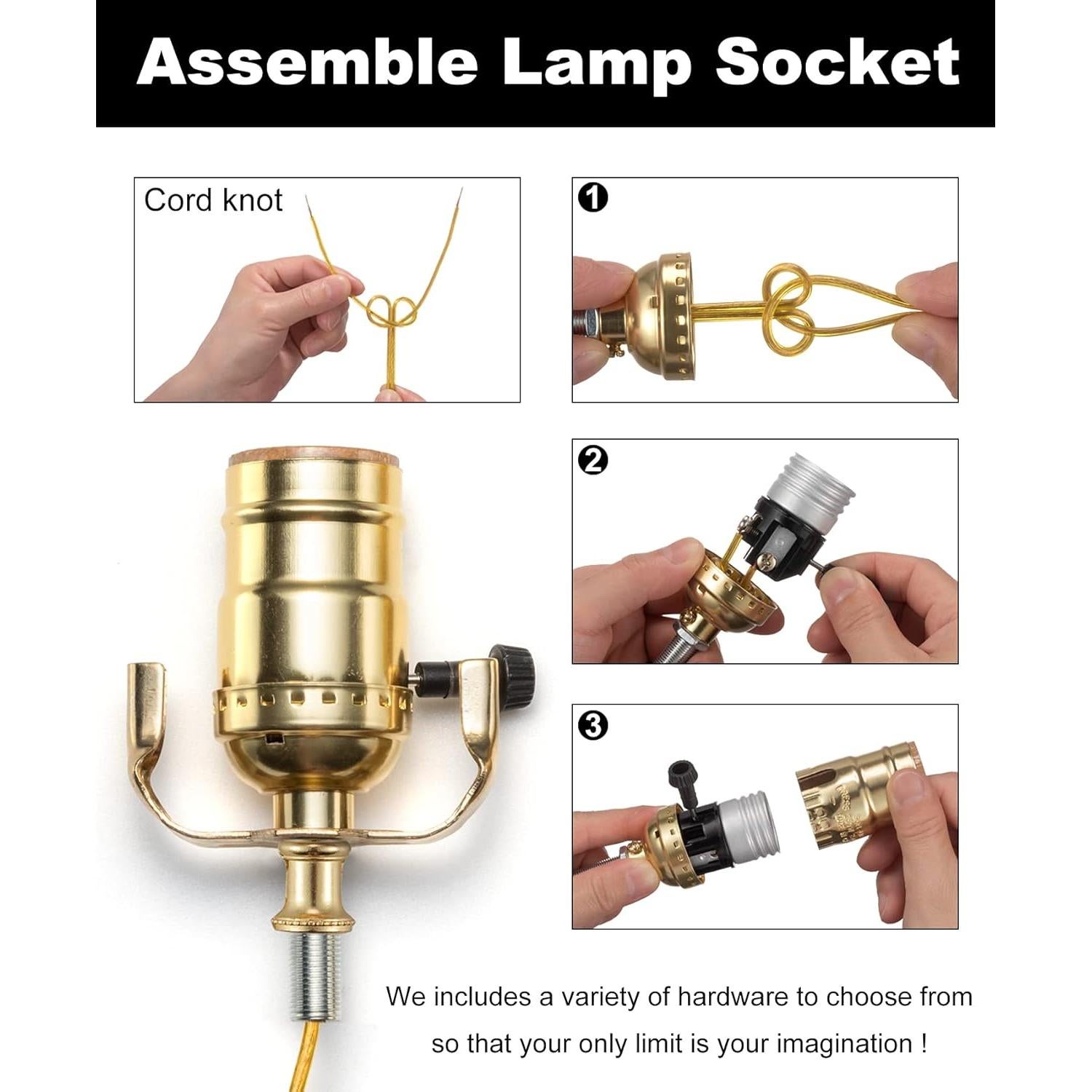 Kit de Rewire para Lámpara Qc 12 Pies Latón Pulido DIY