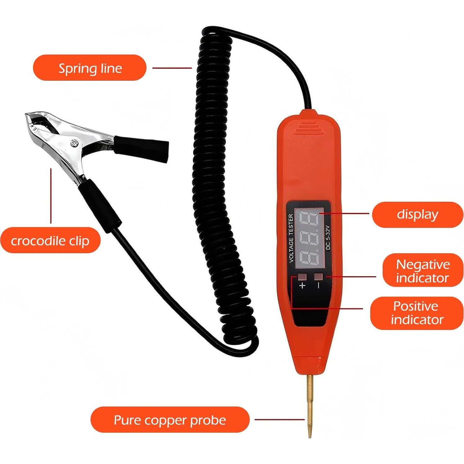 Probador de Voltaje Automotriz Arwrilt ARWJCB5900OR-1PC 5-32V