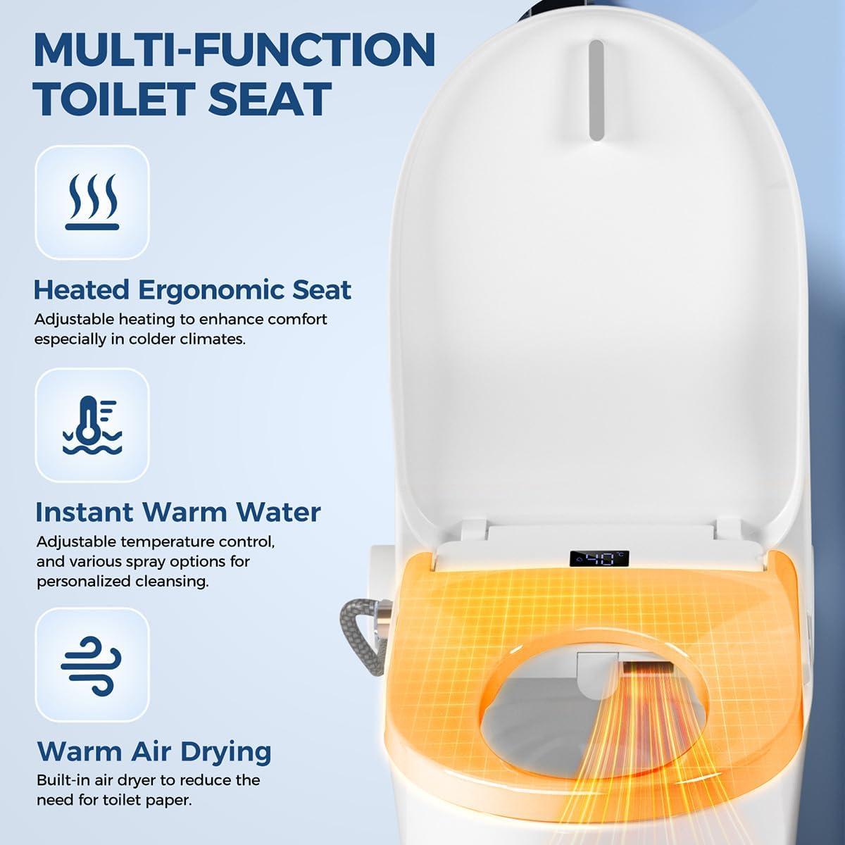 Asiento de Inodoro Bidet Lxlu RF001 Alargado Calefaccionado