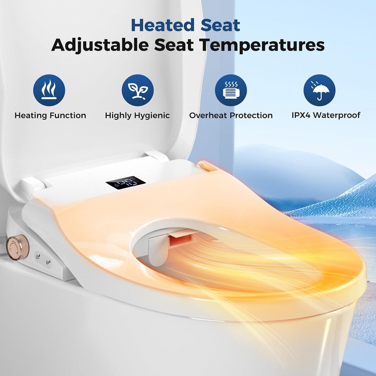 Asiento de Inodoro Bidet Lxlu RF001 Alargado Calefaccionado