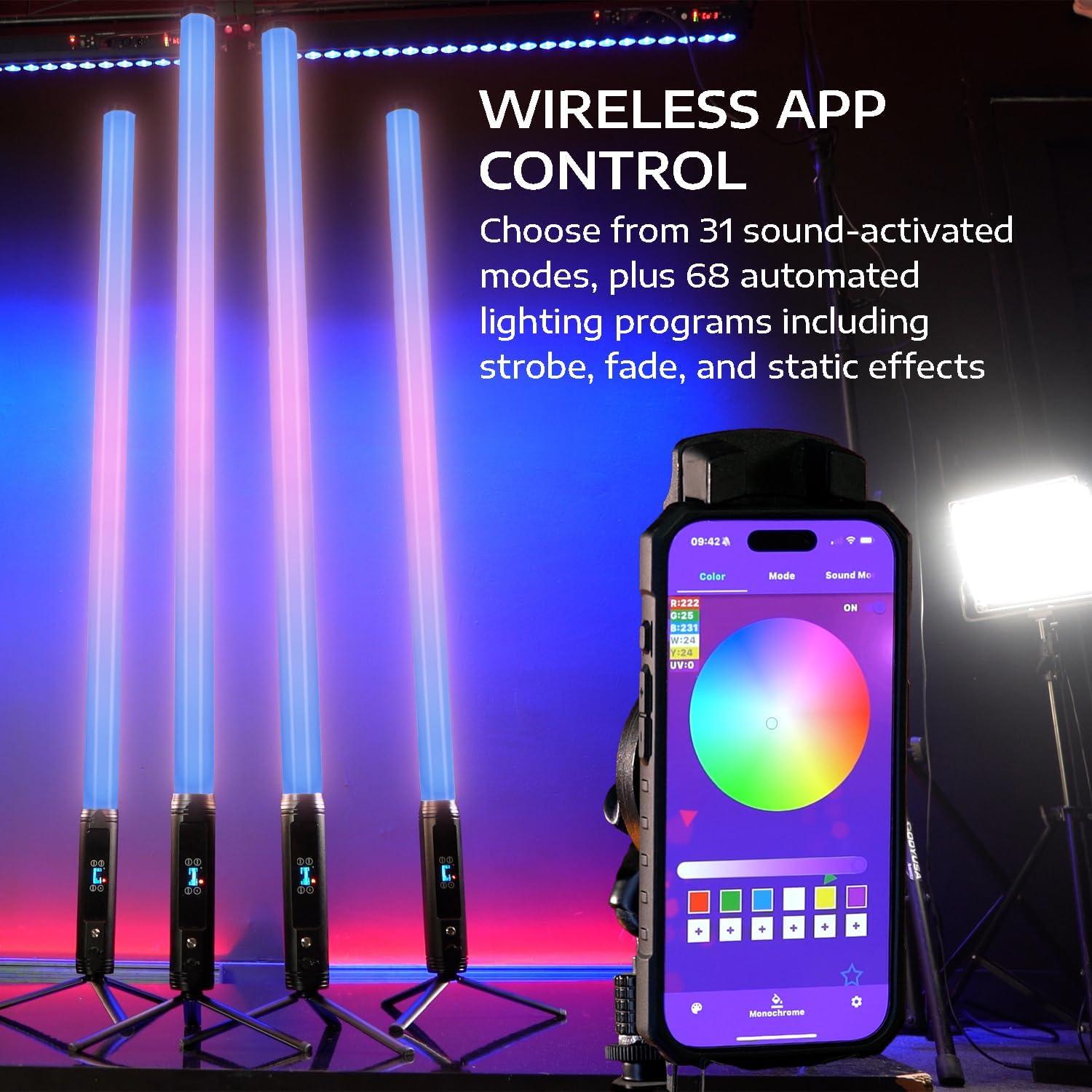 Luz de Tubo LED Rockville ROCK SABER 192 RGBW Inalámbrica