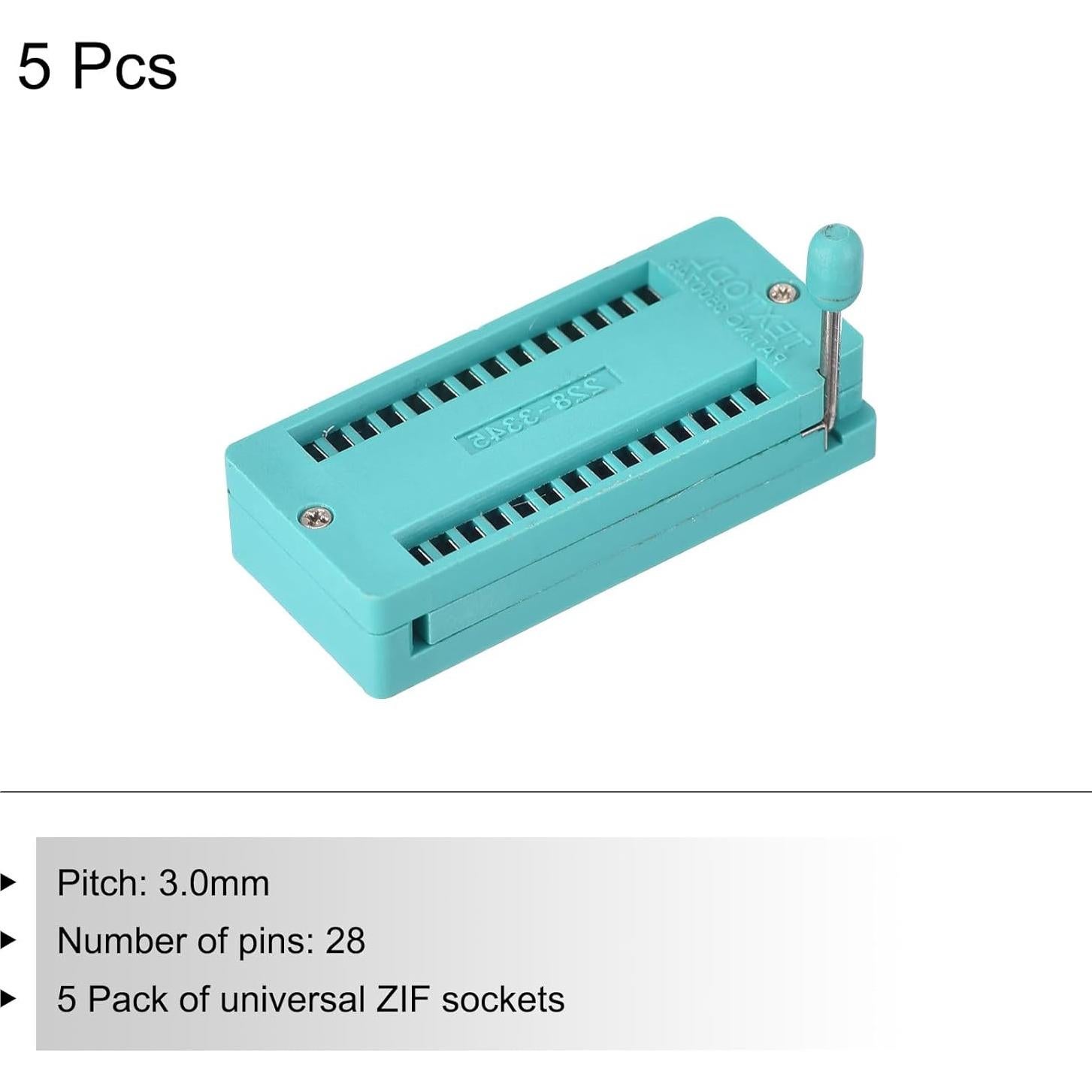Zócalo de Prueba IC ZIF Universal PATIKIL 28 Pines 3.0mm - Paquete de 5