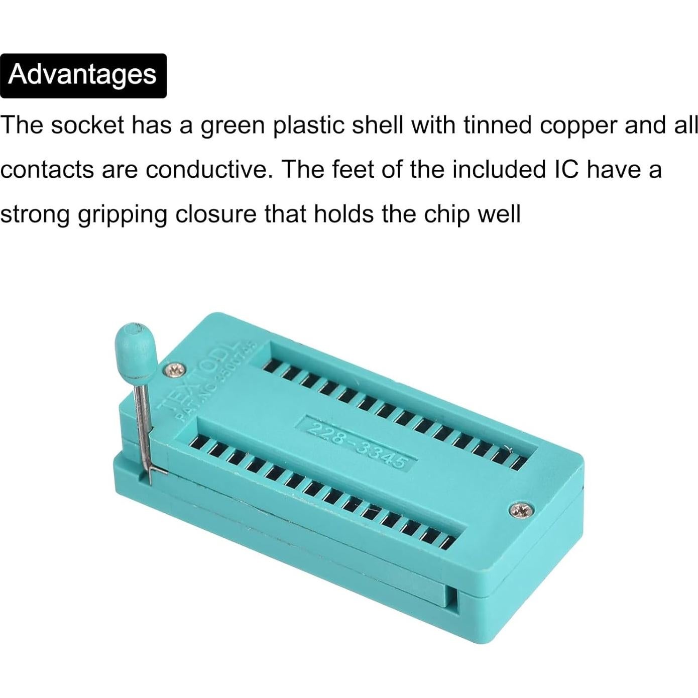 Zócalo de Prueba IC ZIF Universal PATIKIL 28 Pines 3.0mm - Paquete de 5