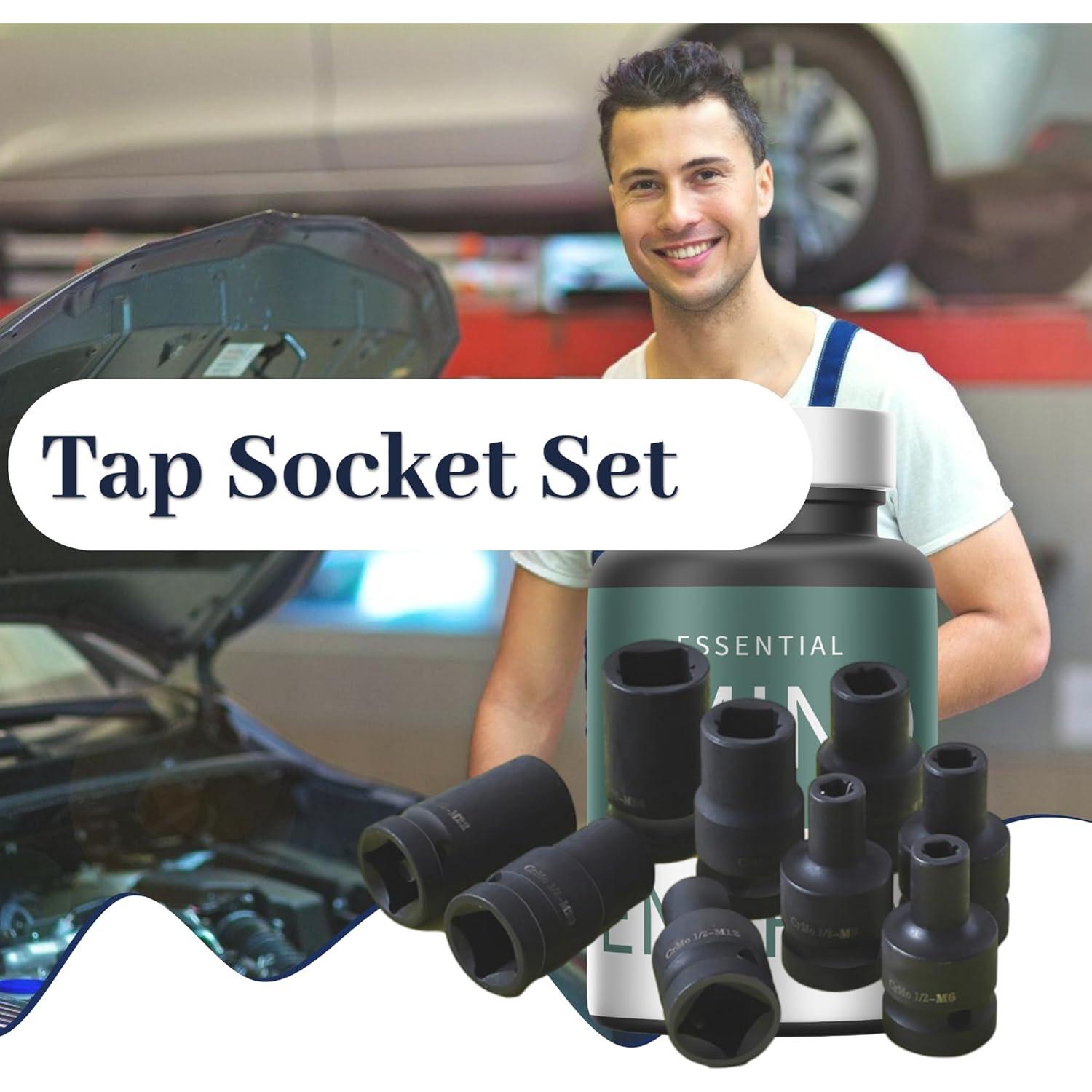 Juego de 9 Enchufes de Tap Cuadrados ZEMBSOYA M6 a M24