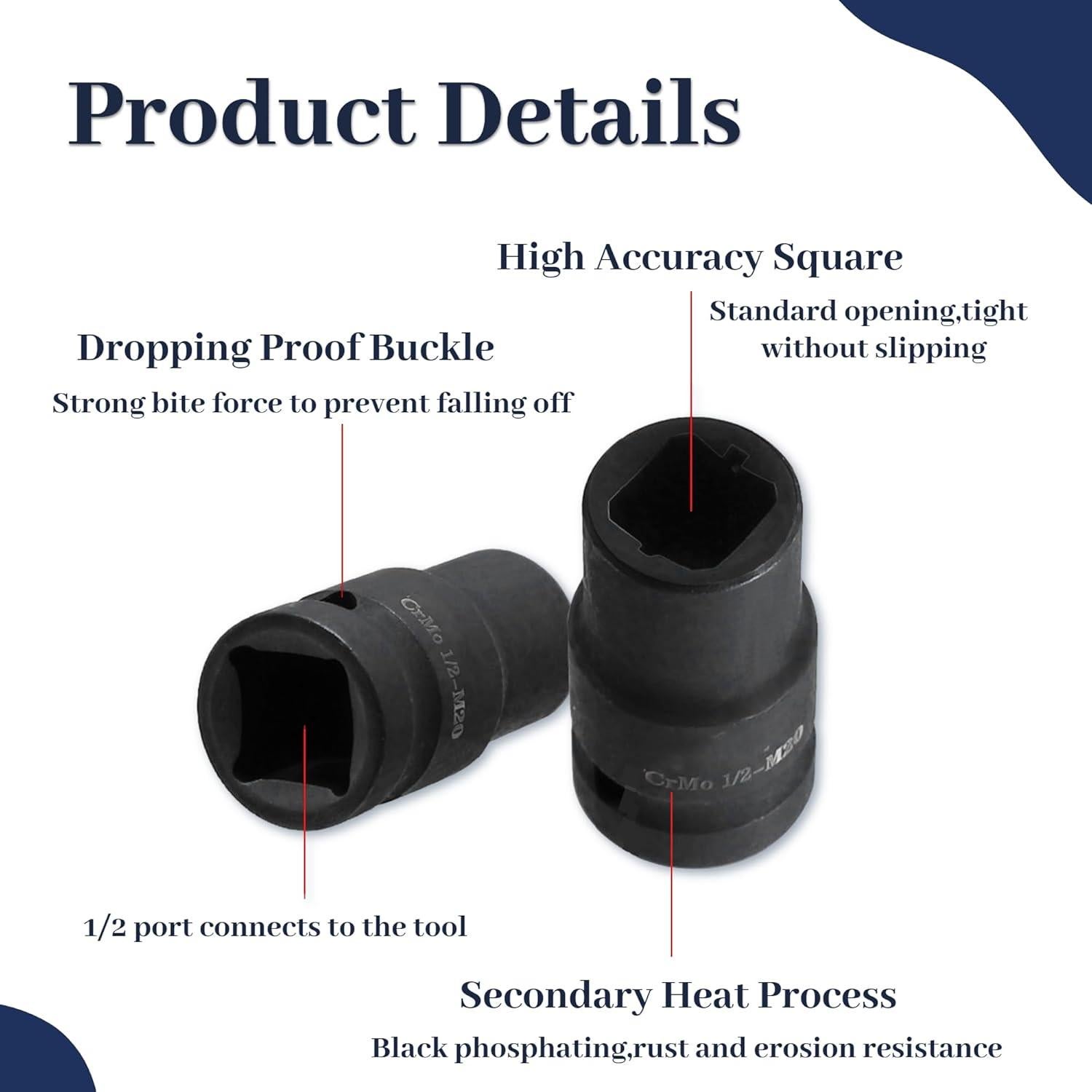 Juego de 9 Enchufes de Tap Cuadrados ZEMBSOYA M6 a M24