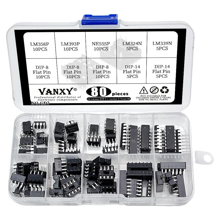 Kit 80Pcs ICs LM358P LM393P NE555P Amplificadores y Comparadores
