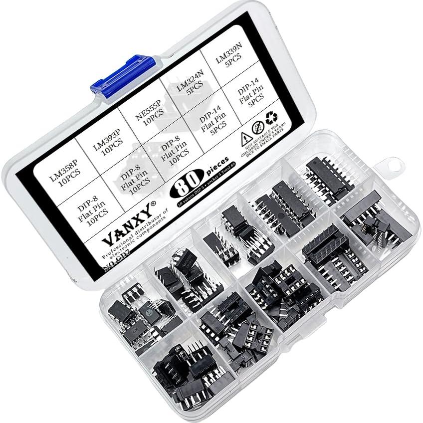 Kit 80Pcs ICs LM358P LM393P NE555P Amplificadores y Comparadores