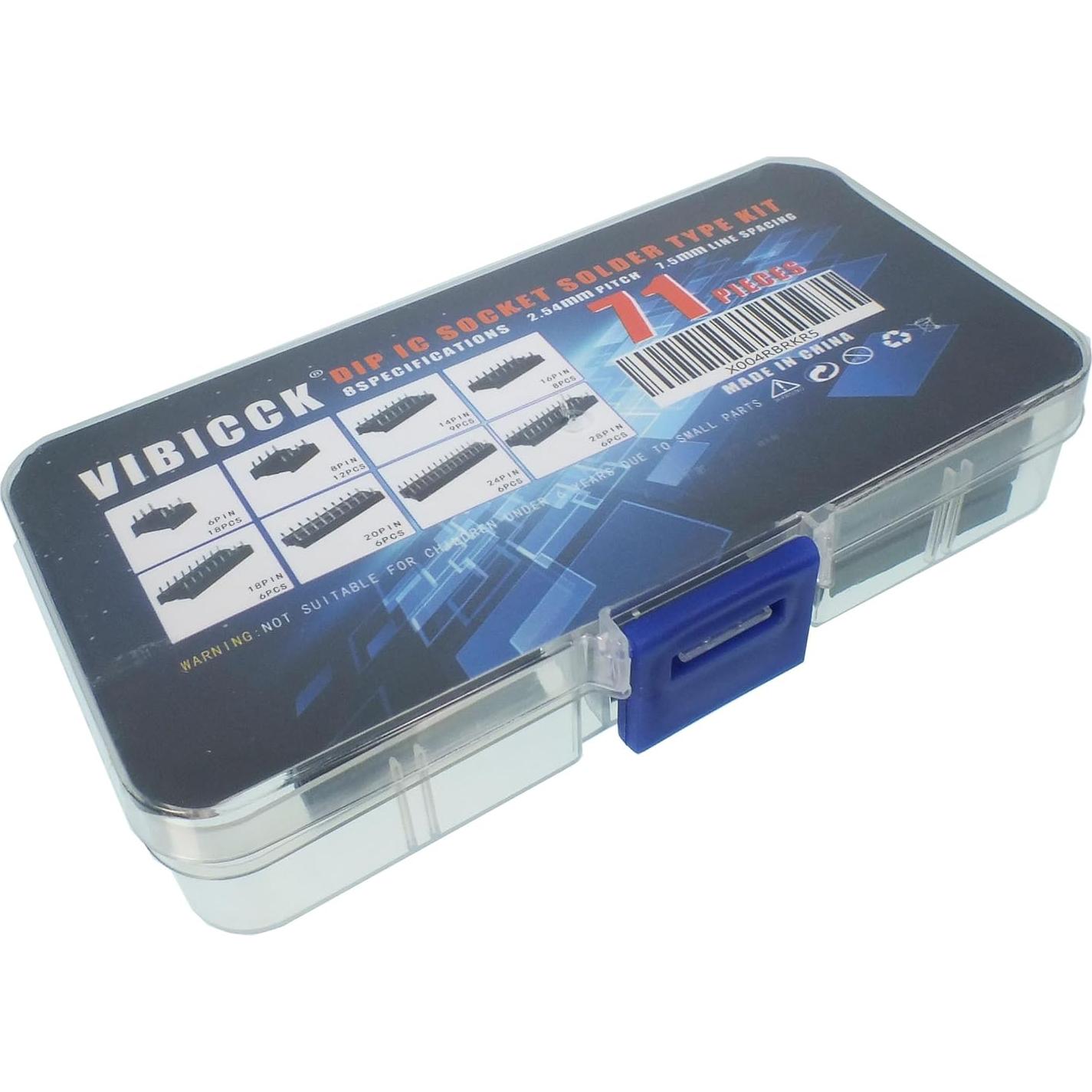 Kit 71 Zócalos DIP IC VIBICCK 2.54mm 6-28 Pines