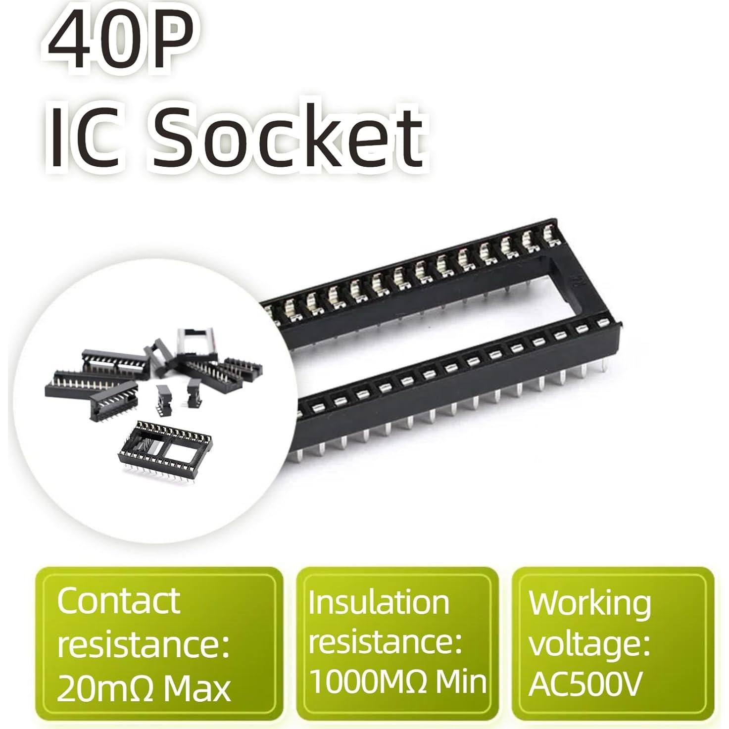 8 Pcs Zócalo IC DIP 40P JESSINIE 2.54mm 15mm Distancia