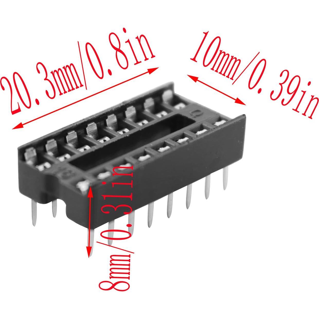 Adaptador Zócalo IC 20PCS LQ Industrial 16 Pines 2.54mm
