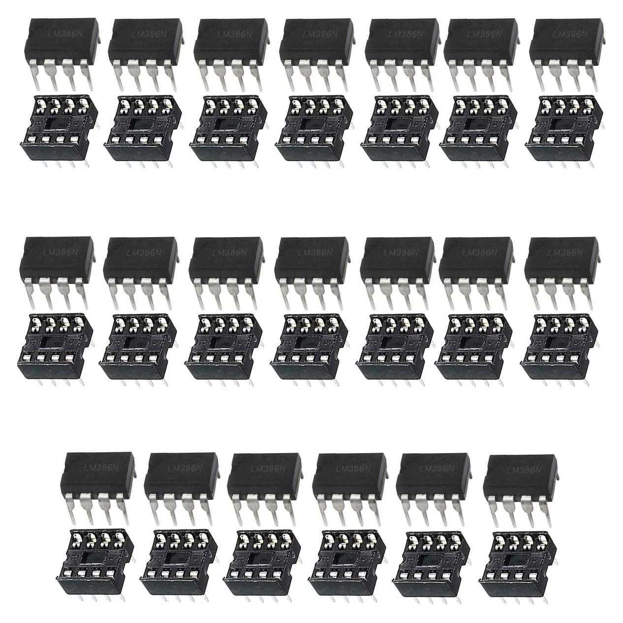 20 Pcs Amplificador de Audio LM386N + Zócalo DIP-8 DKARDU
