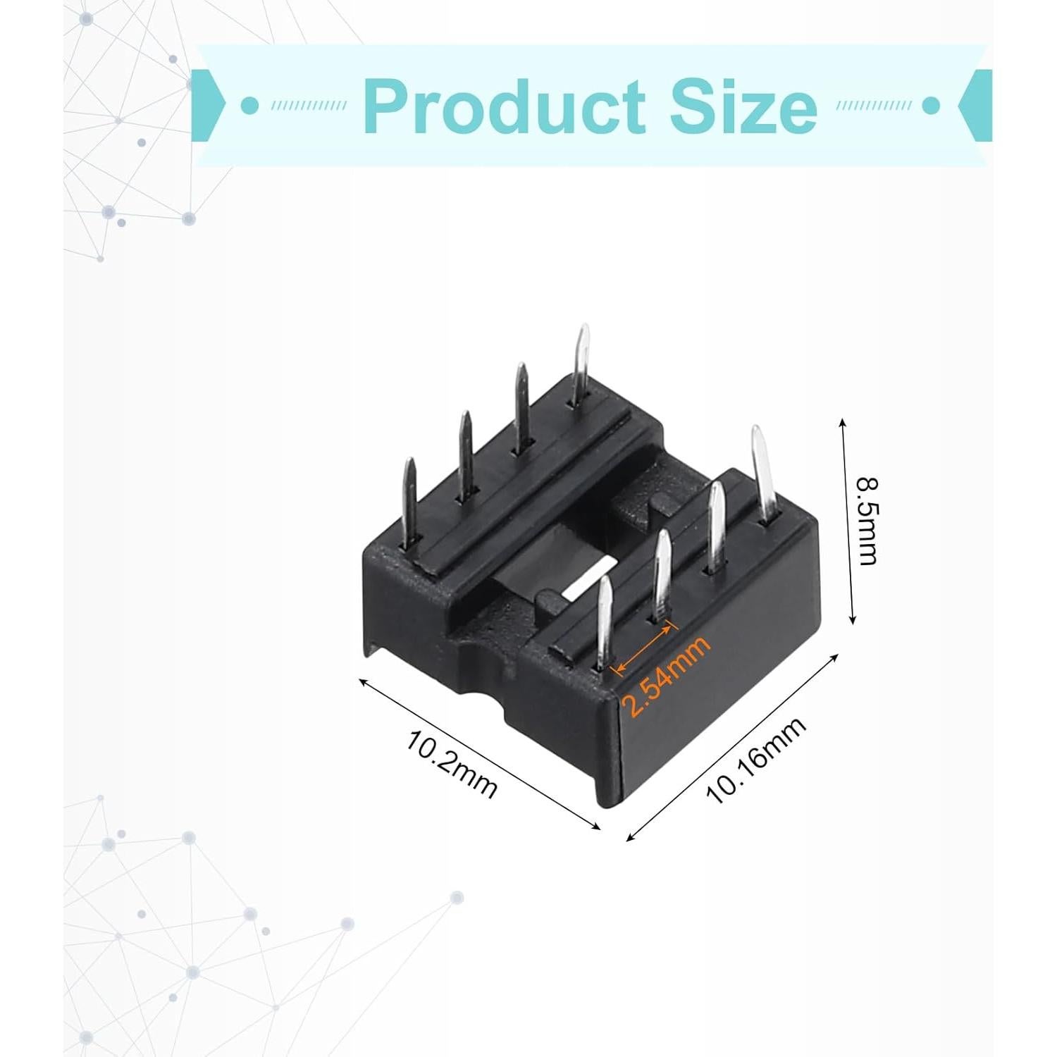 Adaptador de Zócalo DIP IC 25 Pcs MECCANIXITY 2.54mm Negro