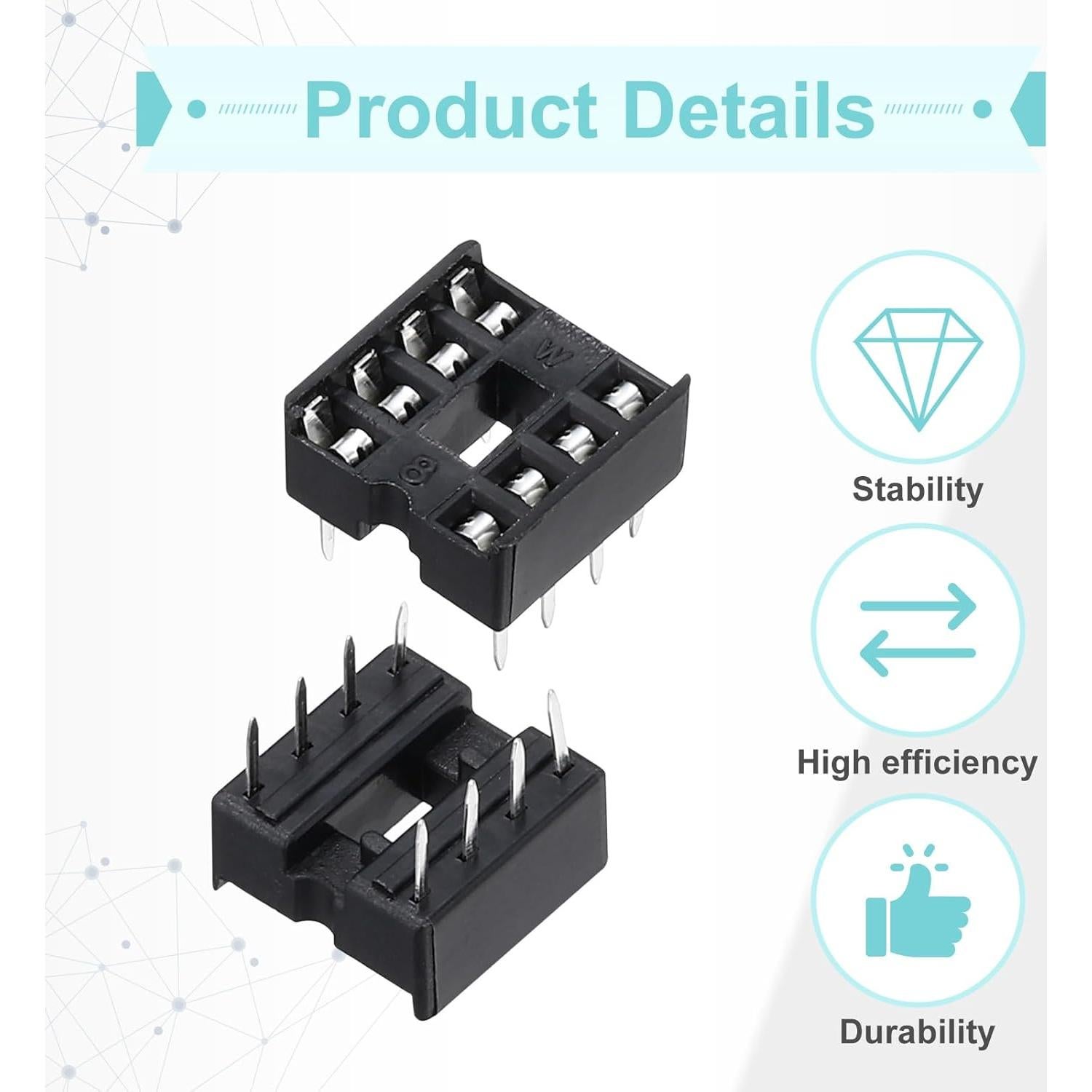 Adaptador de Zócalo DIP IC 8 Pines MECCANIXITY 60 Pcs 2.54mm