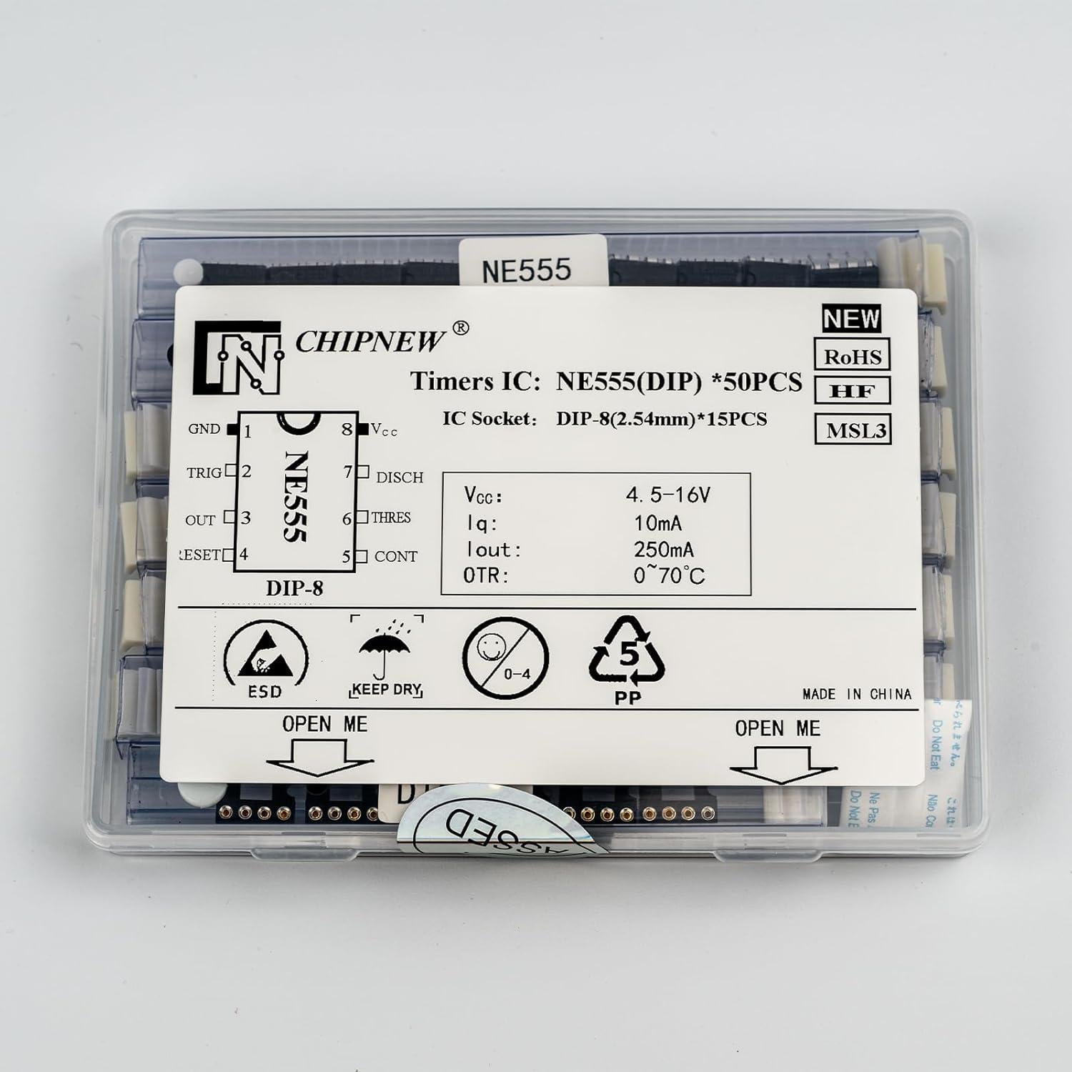 Kit 65 en 1 NE555 Timer IC CHIPNEW con zócalos DIP