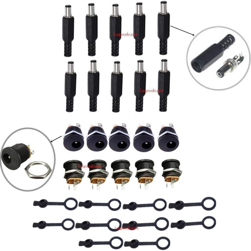 Conectores DC Macho y Hembra 5.5x2.5mm Lsgoodcare - 10 Paquetes