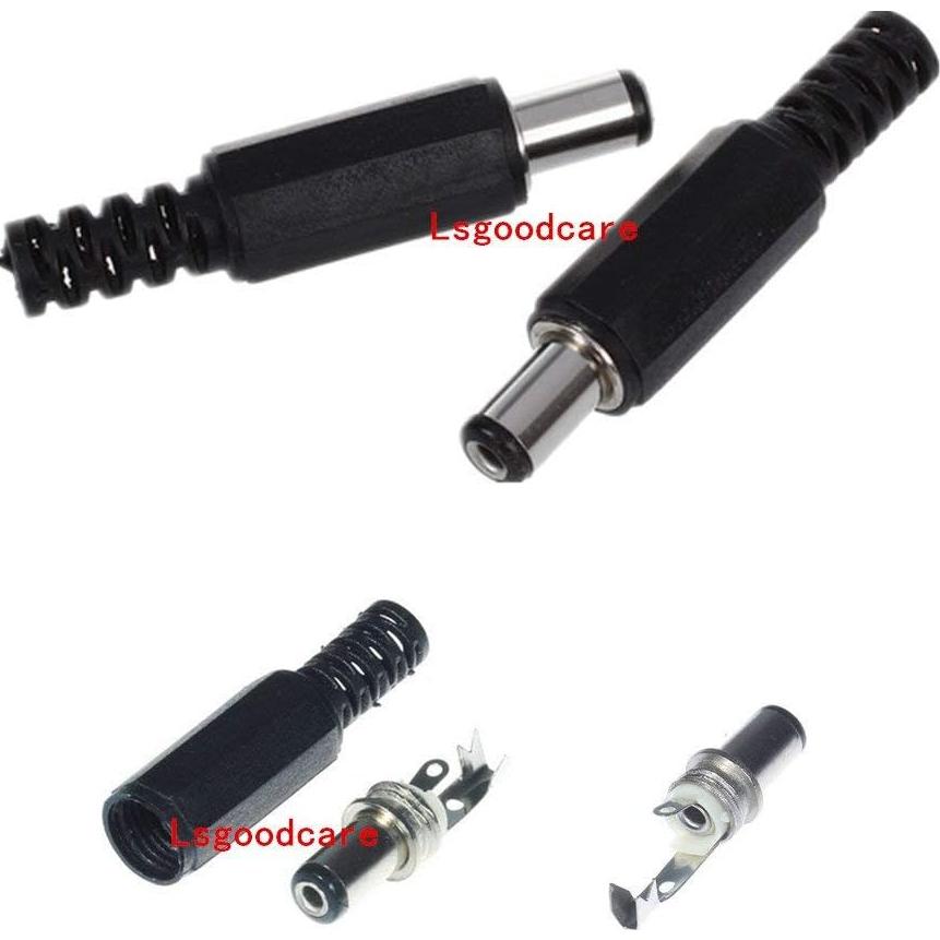 Conectores DC Macho y Hembra 5.5x2.5mm Lsgoodcare - 10 Paquetes