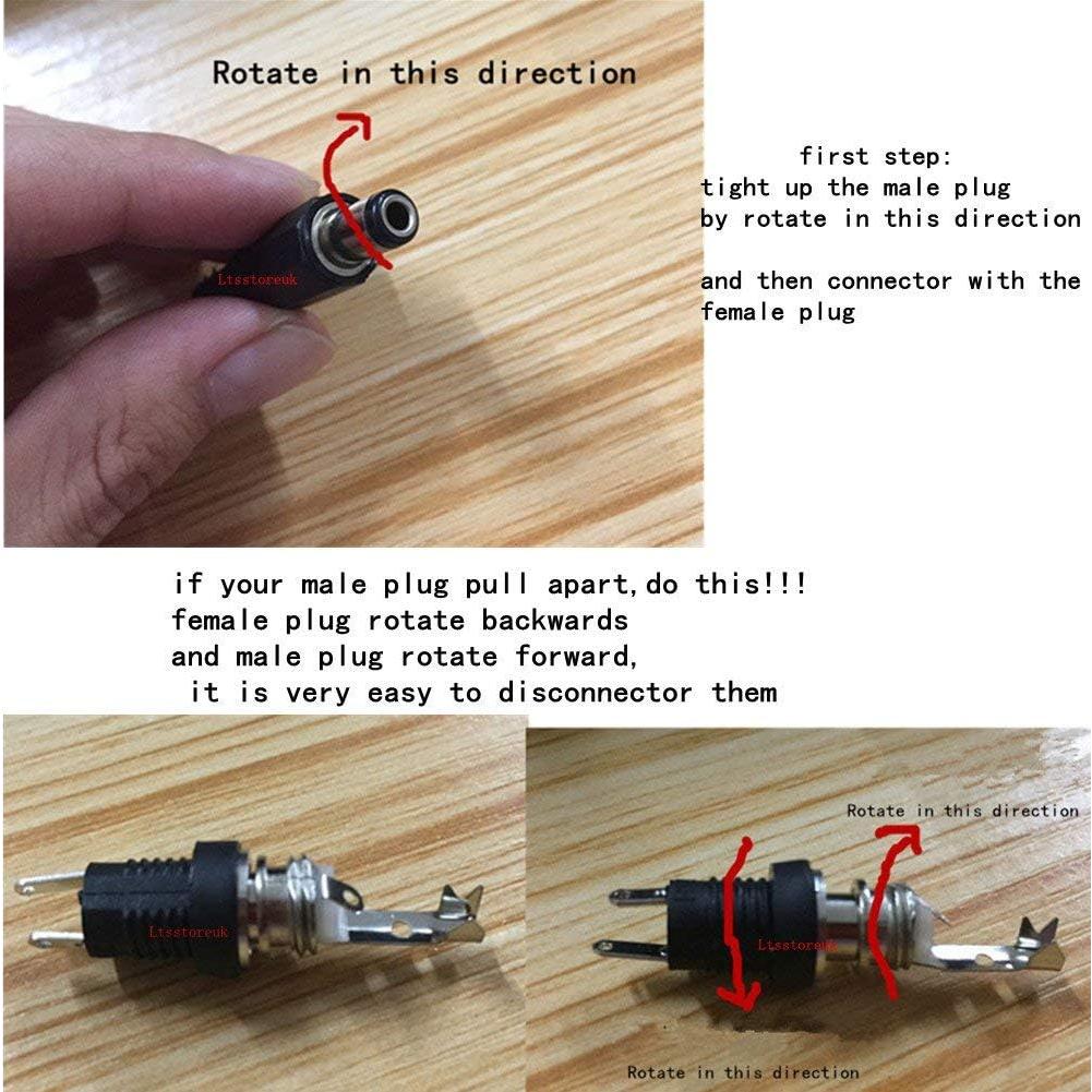 Conectores DC Macho y Hembra 5.5x2.5mm Lsgoodcare - 10 Paquetes