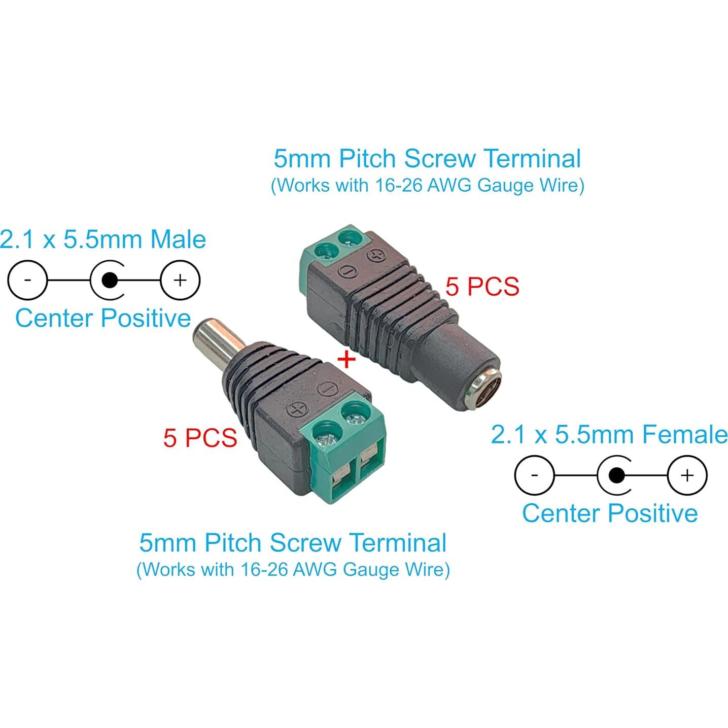 Conector Adaptador Corriente Continua DIYables 2.1x5.5mm 10 Piezas