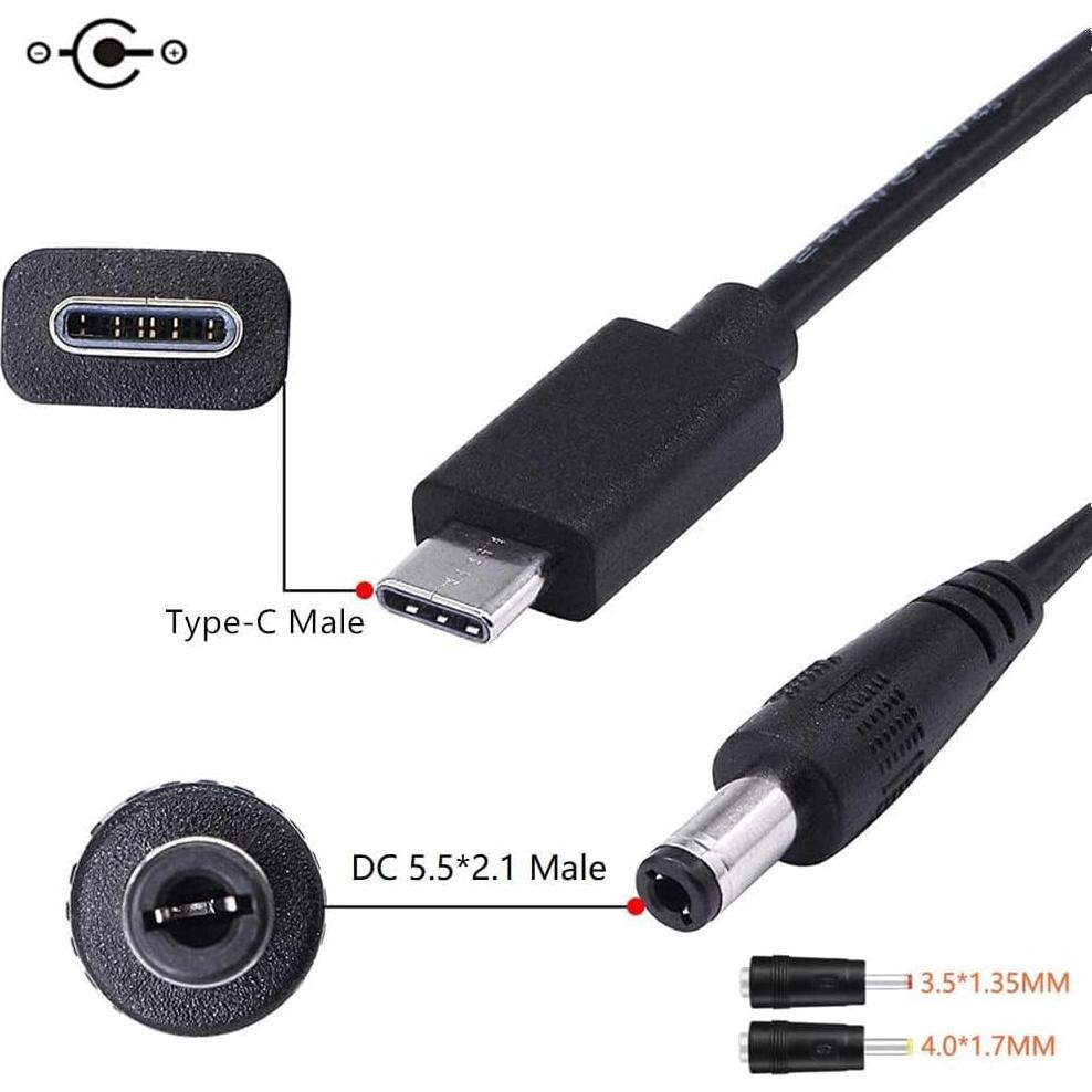 Cable USB C a DC 5.5mm x 2.1mm 12V 3A FASTELECTRIC 1m