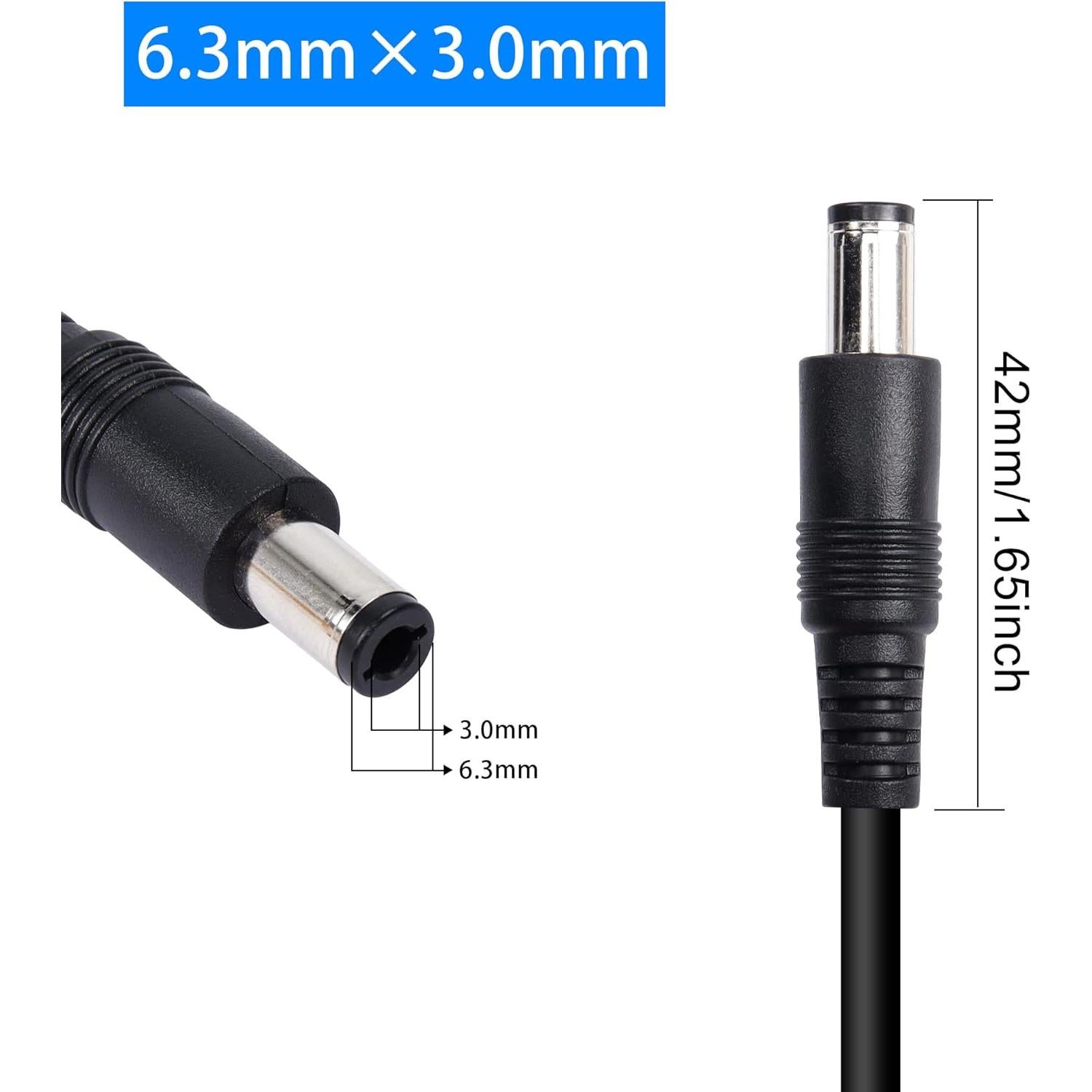 Cable de Poder DC 6.3mm GINTOOYUN 2 Pack 30cm 120W