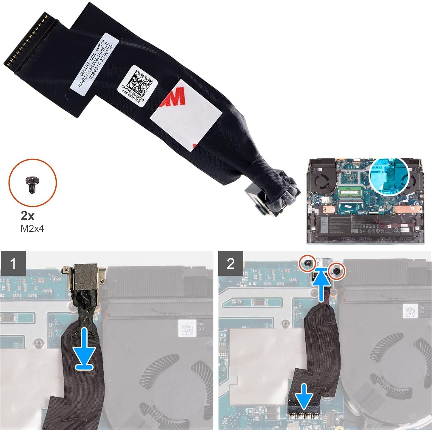 Cable de Jack de Alimentación DC-IN GDL55 para Dell G15 5510 5515