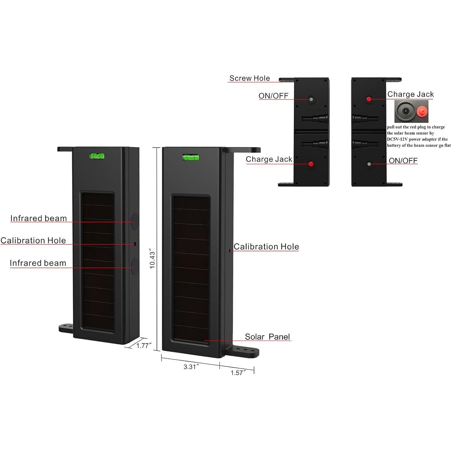 Sensor Fotoeléctrico Inalámbrico Solar HTZSAFE HB-T001Q2 IP66