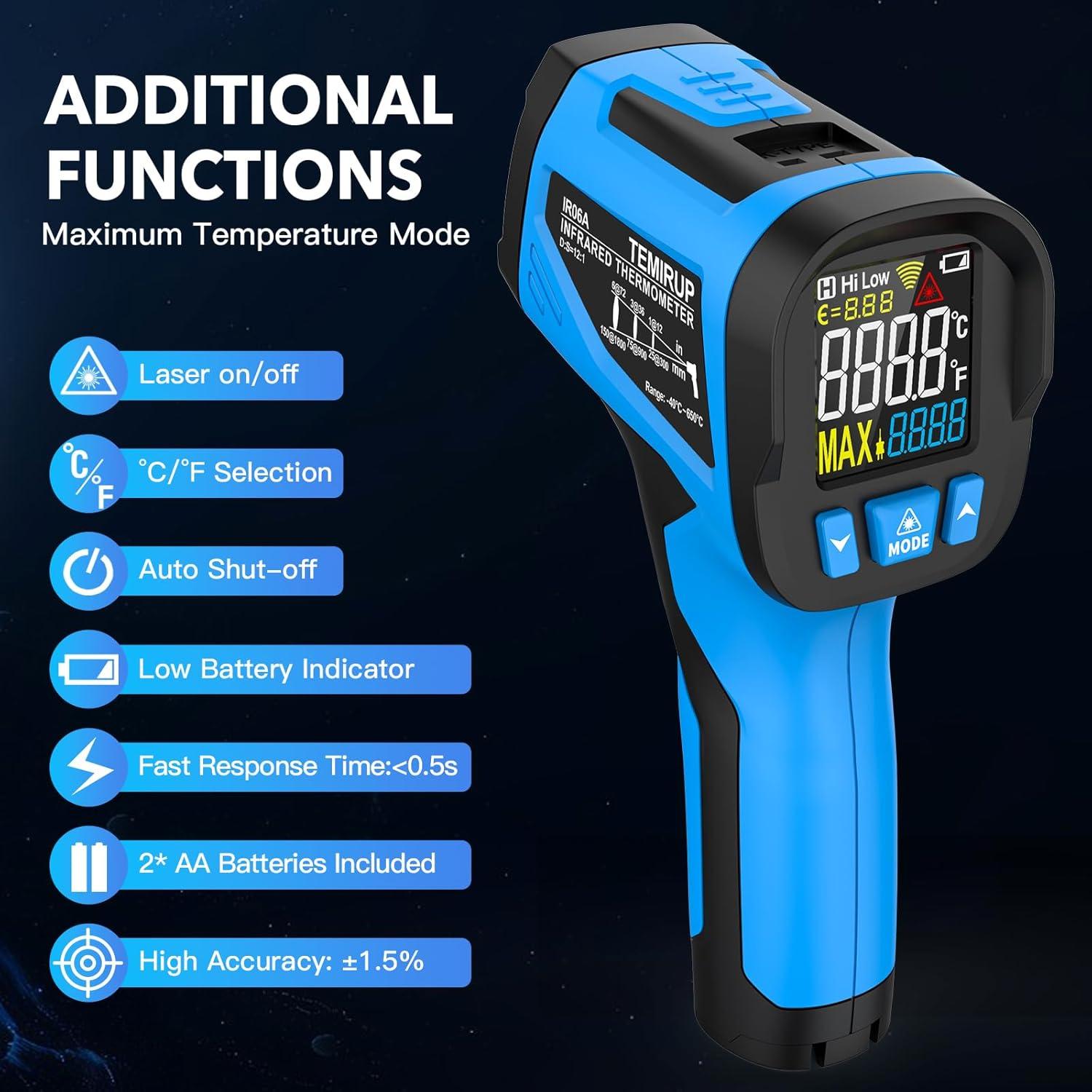 Termómetro Infrarrojo Sin Contacto TEMIRUP IR06A -40°C a 650°C