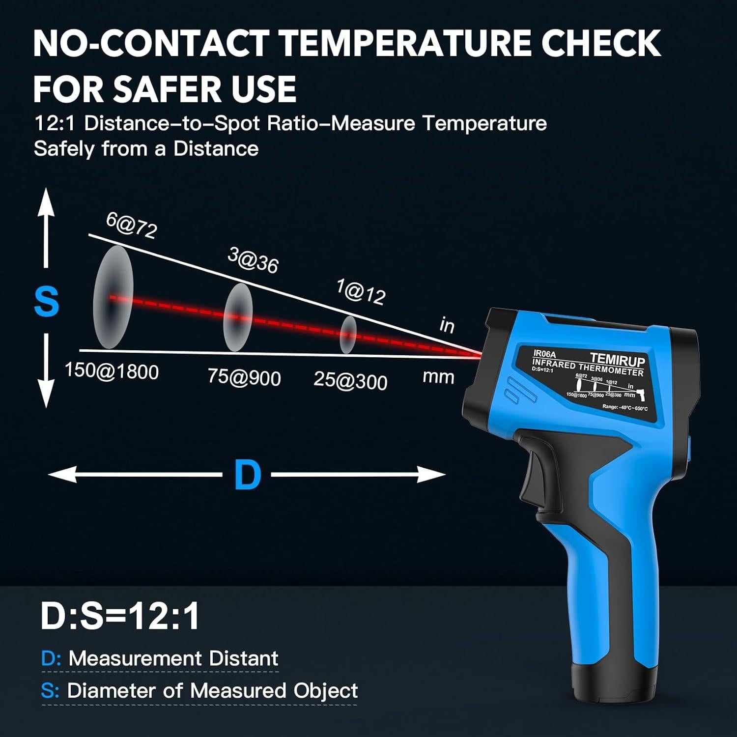 Termómetro Infrarrojo Sin Contacto TEMIRUP IR06A -40°C a 650°C